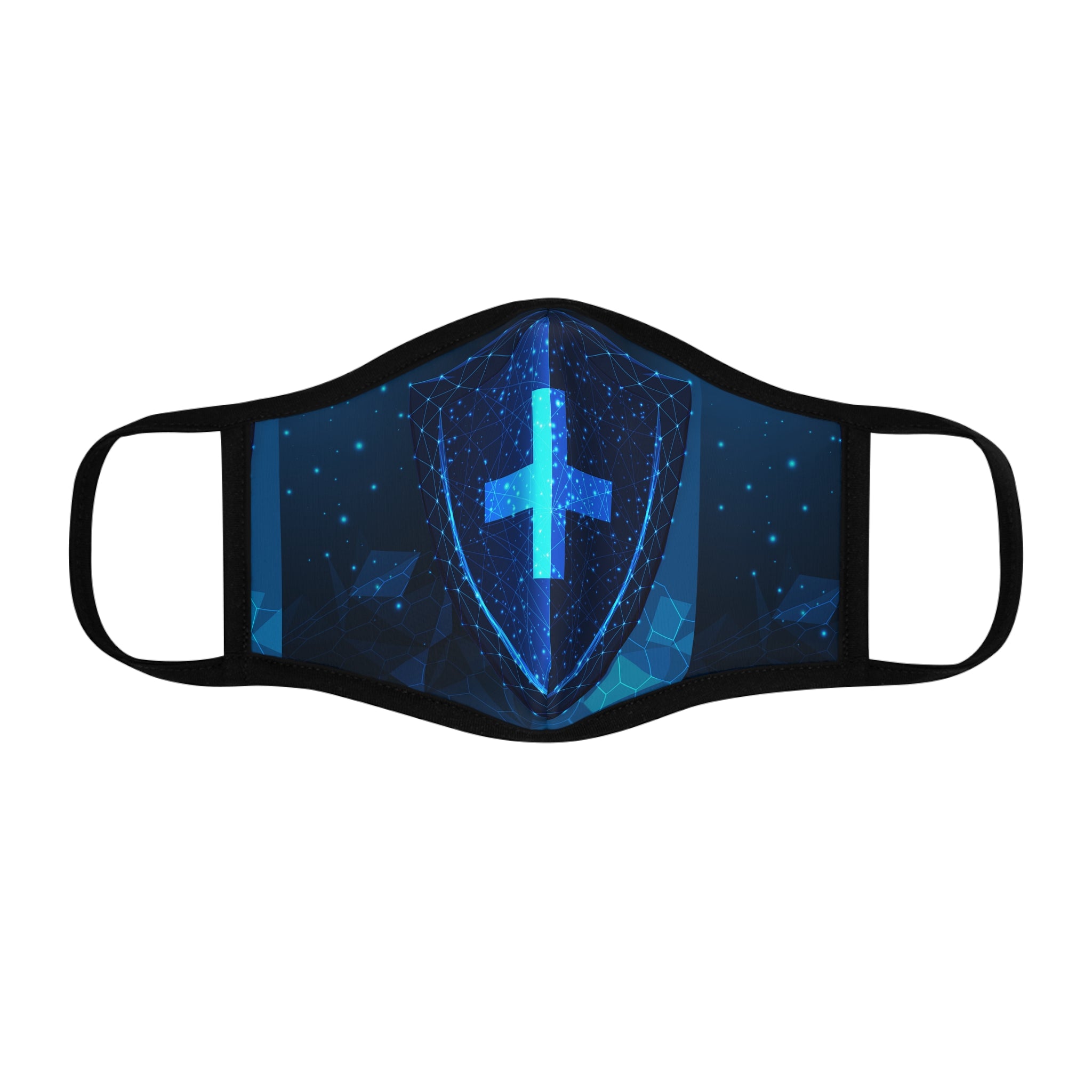 Cross Shield Emblem Fitted Polyester Face Mask - Protective and Stylish Christian Faith Mask