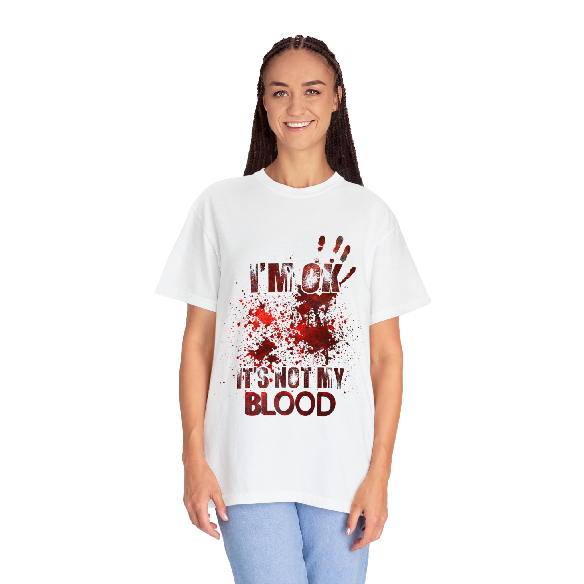 Unisex Garment-Dyed T-shirt I'm Ok..." Zombie Fight T-Shirt for Comedy Fans and Zombie Enthusiasts Holiday Gift for Friends and Family
