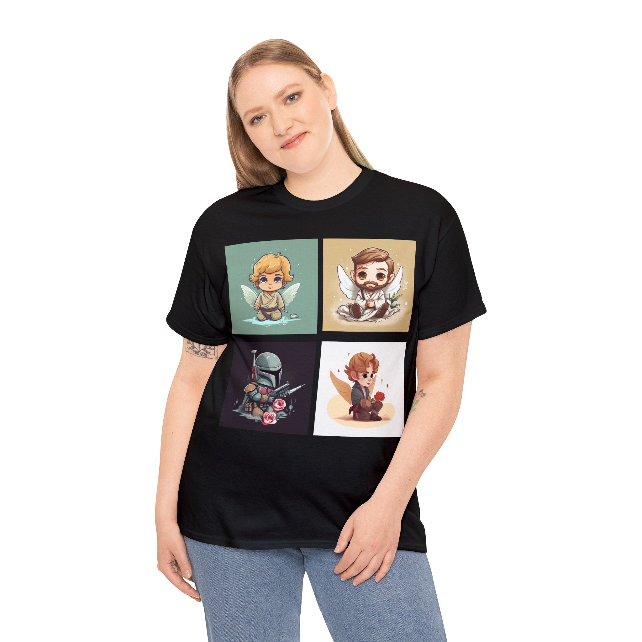 Proven Conversation Starter Cons! This Unique Shirt to Your Collection For Fans of Original Trilogy. Embrace the Epic Saga: Heroes and Villains of a Far Away Galaxy Cute Collage Unisex Heavy Cotton Tee - Showcase Your Love for Timeless Adventures