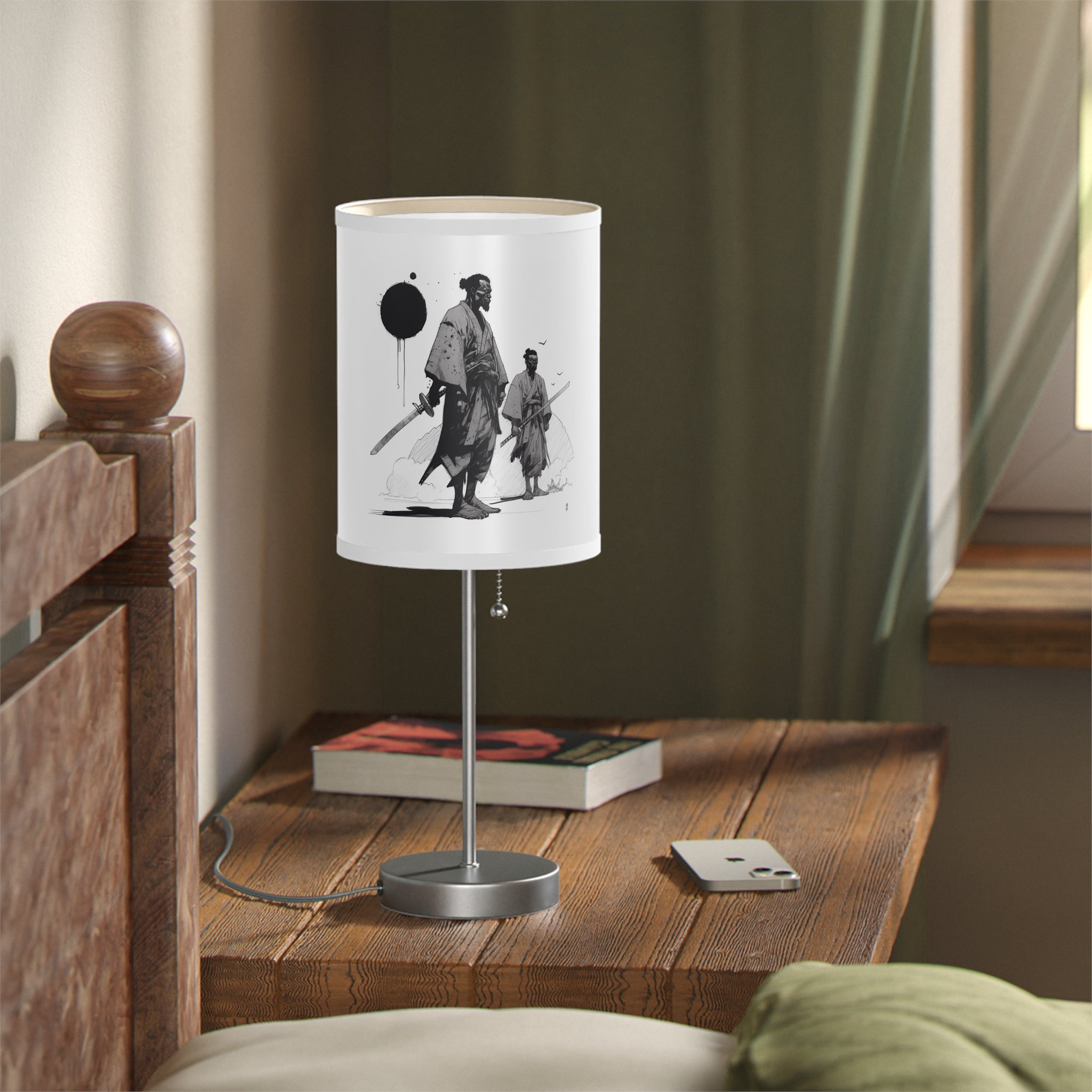 Way of the Warrior" African Samurai Lamp on a Stand - Unique Illumination for Your Space  Embrace the Warrior Spirit