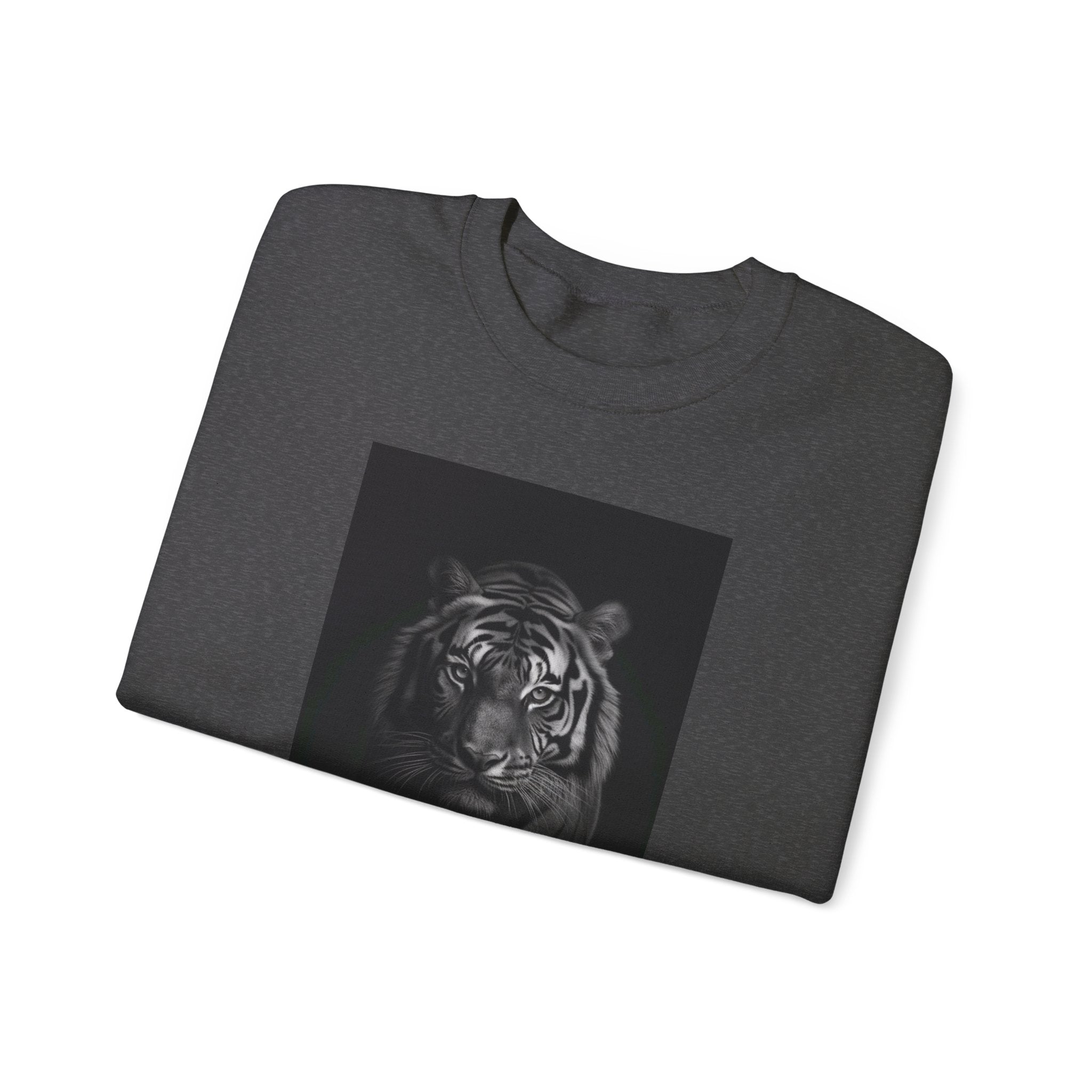 Roar of Resolve: 'Eye of the Tiger' Fierce Stare Unisex Heavy Blend™ Crewneck Sweatshirt - Embrace Your Inner Strength with Bold Winter Wear