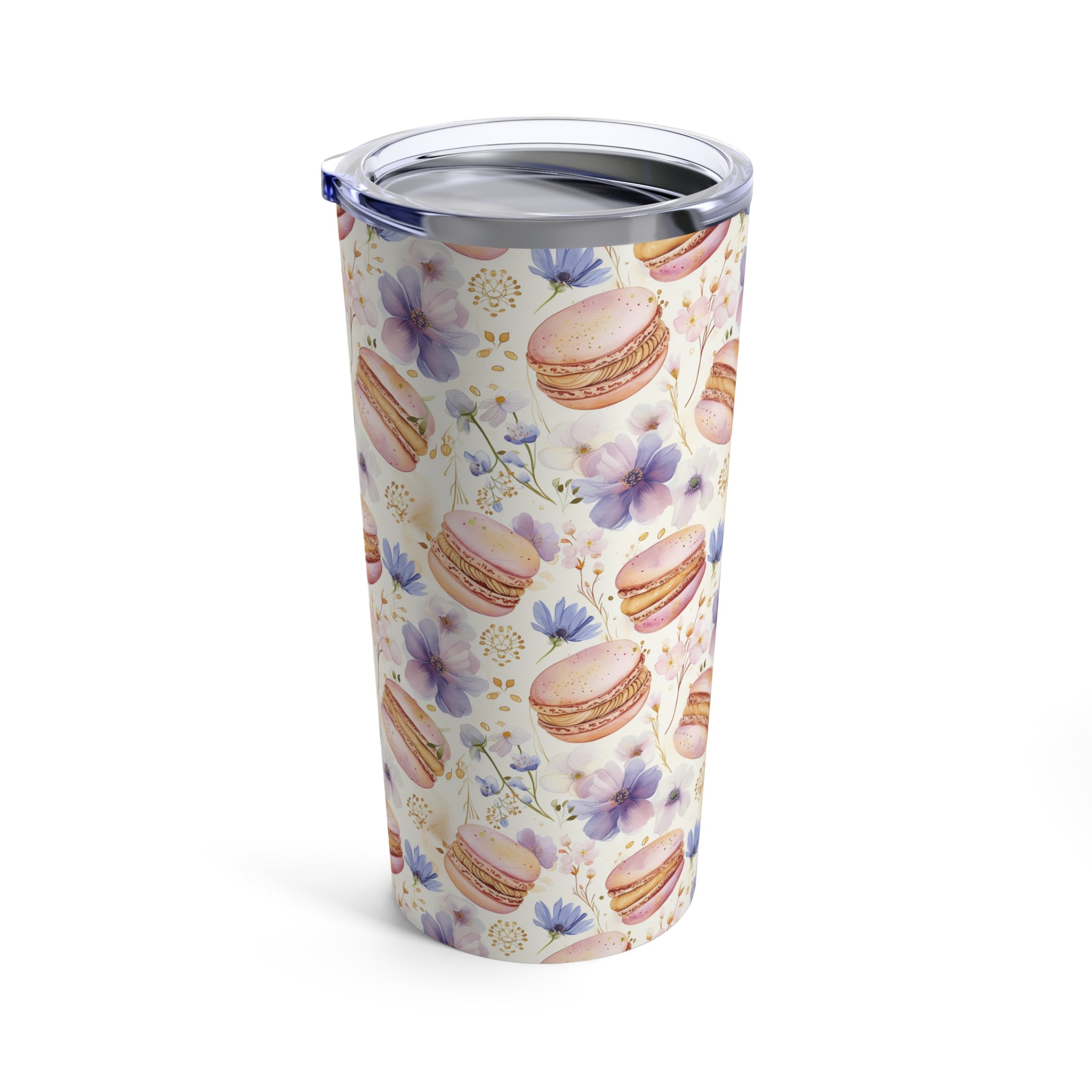 Savor the Charm: Beautiful Macaroon and Tea Party Pattern Tumbler 20oz - The Ultimate Stylish and Durable Travel Cup for Enjoying Hot and Cold Beverages On-The-Go or While Relaxing With Friends and Family