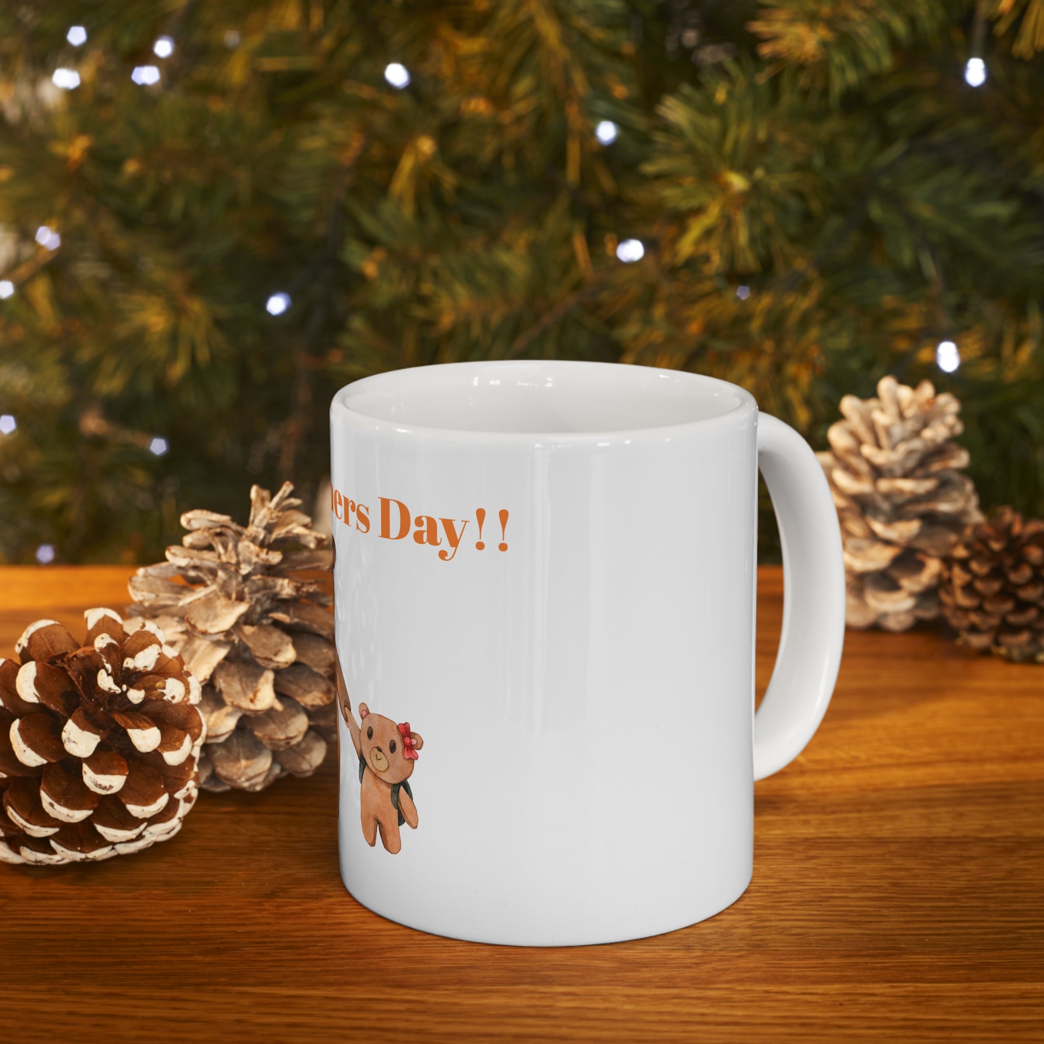 Ceramic Mug 11oz - Happy Fathers Day!! - Featuring Heartwarming Bear and Cub Design - Perfect Gift for Celebrating Fatherhood"