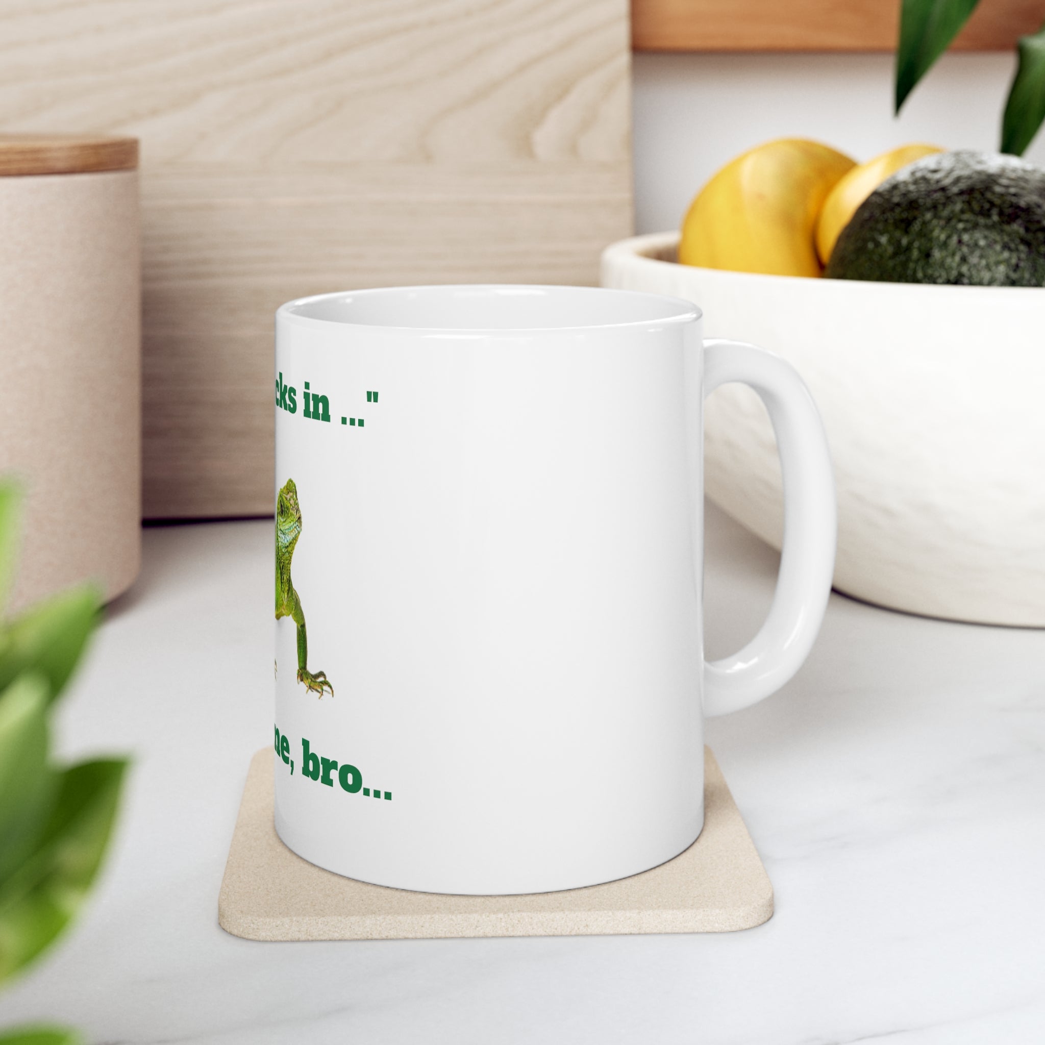 Unique Ceramic Mug 11oz  Captivating Reptilian Charm - "Serious Iguana" Coffee Cup - Quirky Animal Lover Gift Reptile Lover