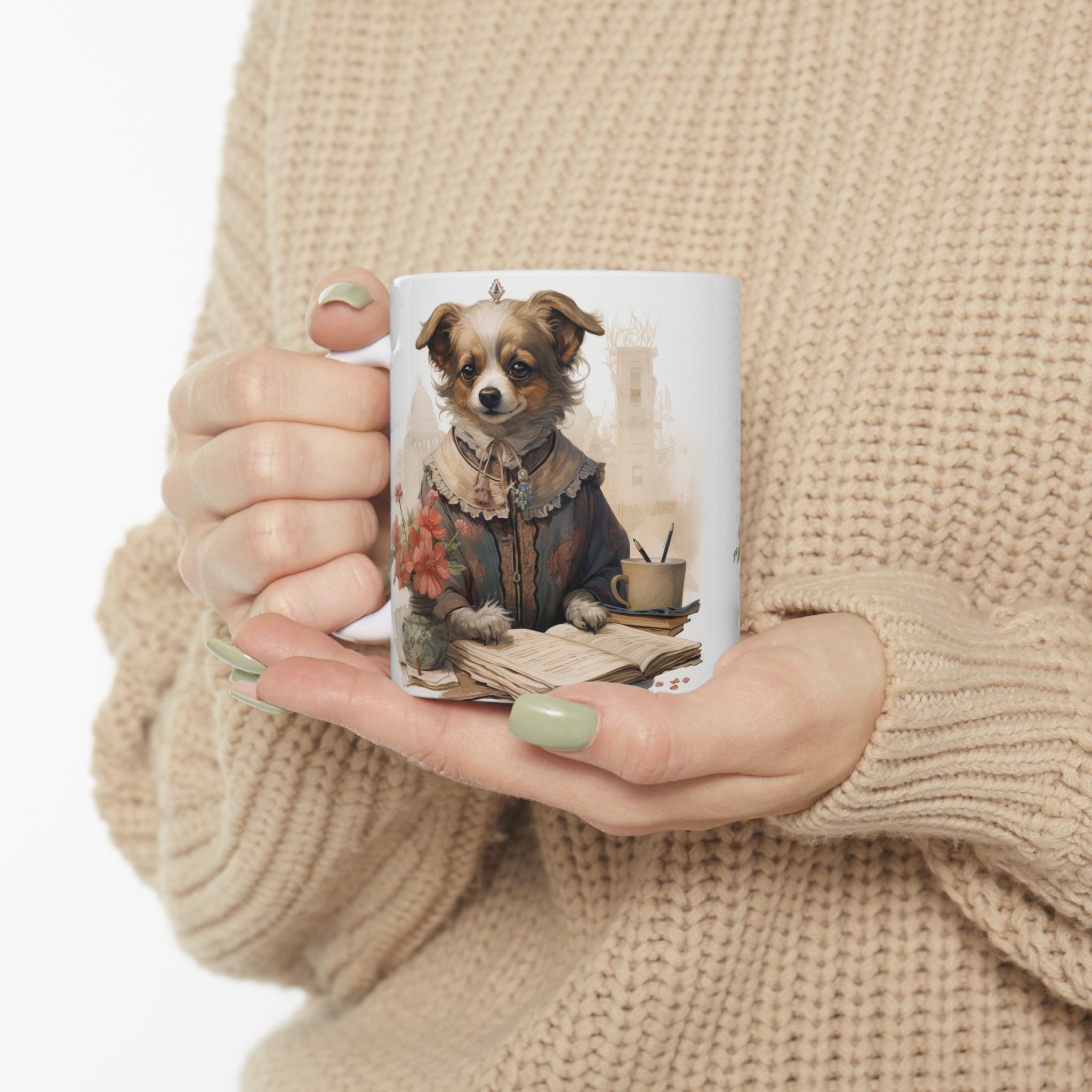 Gift for Mothers on Mother's Day: Relaxing Garden Pet 11oz Ceramic Mug | Exclusive Floral Doggy Design | Professional Artwork | Durable & Aesthetic Drinkware