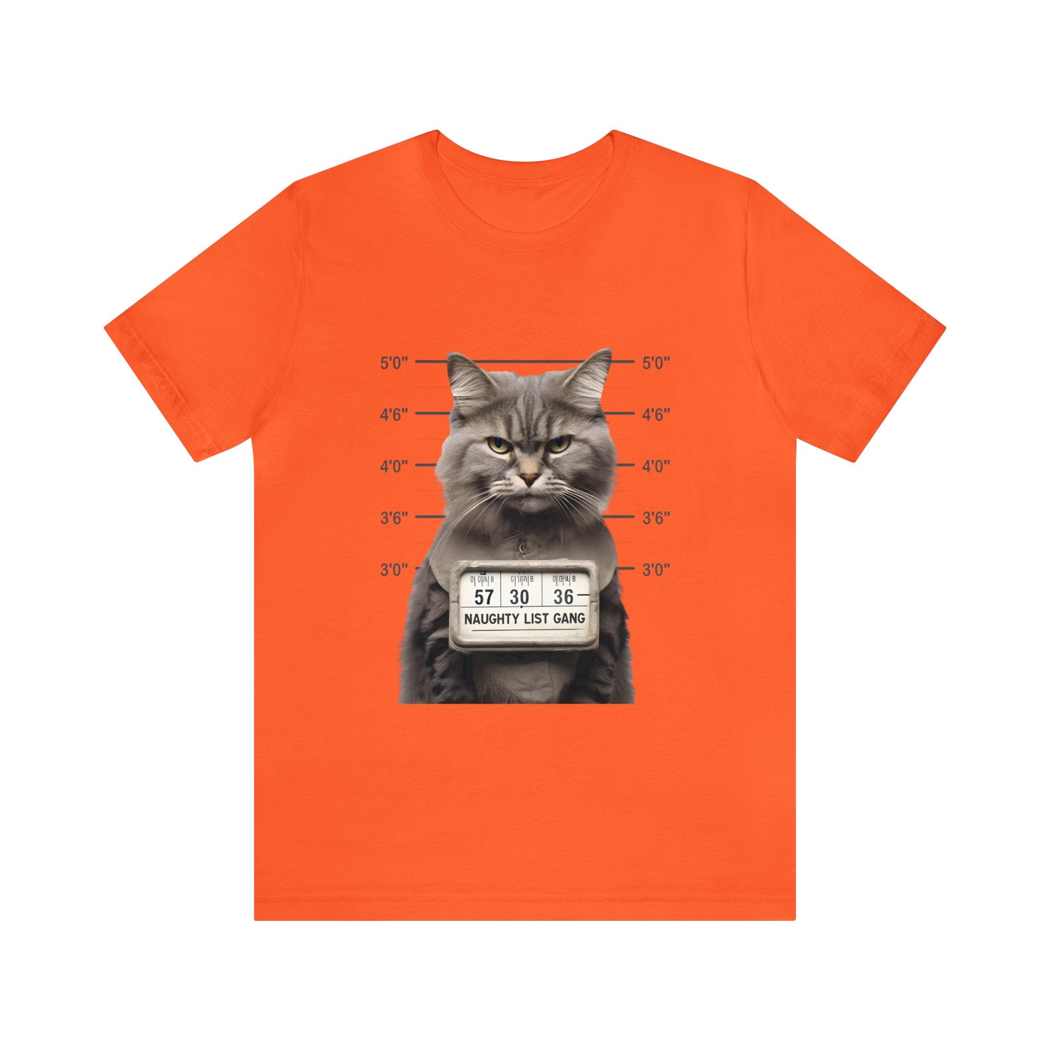 Naughty Cat Gang Cat in a Line-up Funny Unisex Jersey Short Sleeve Tee - Humorous Feline Apparel for Cat Lovers