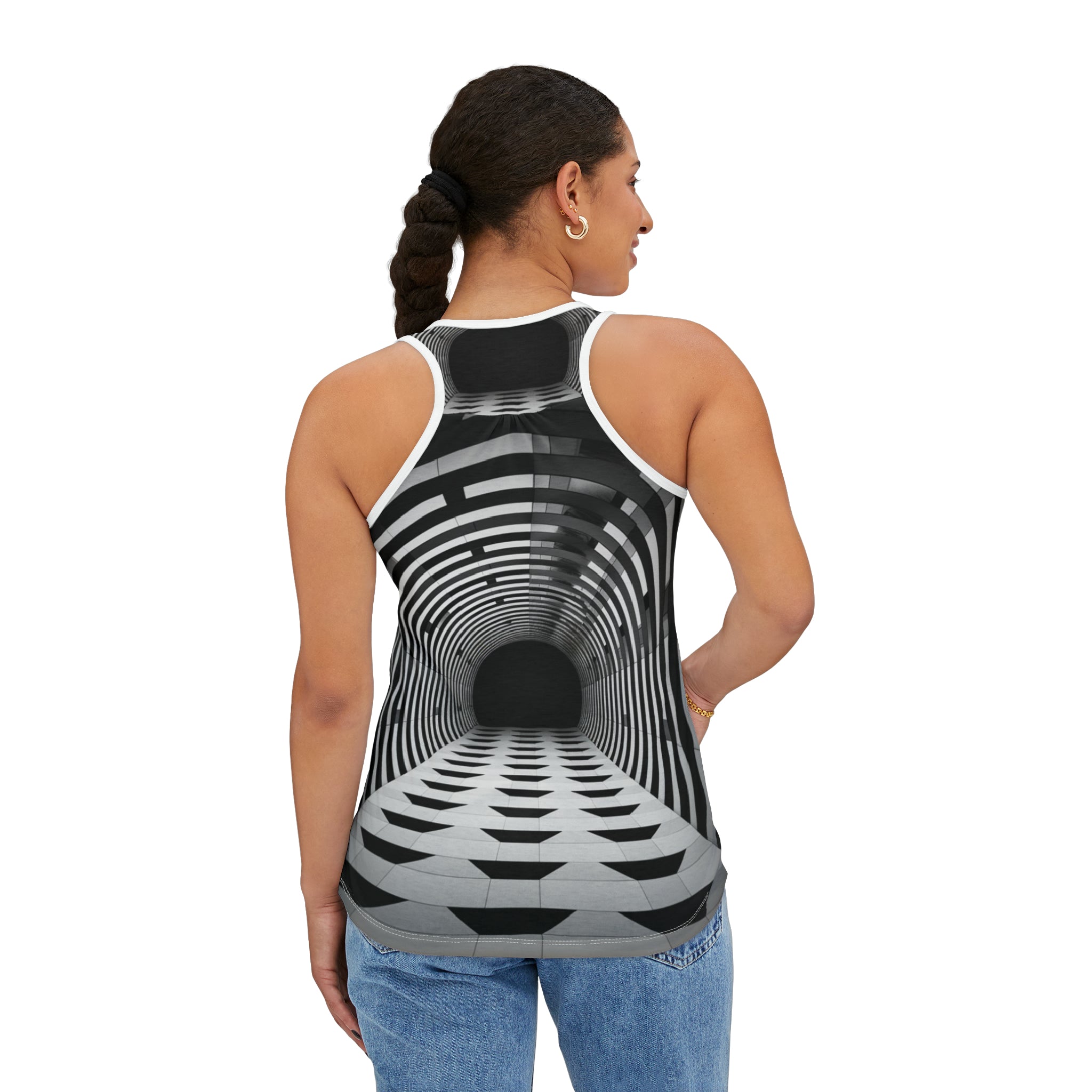 🌀 Mesmerizing Solitude: Optical Illusion Women's Tank Top - A Cool, Trippy Conversation Starter, Perfect for Personal Space Enthusiasts 🌈🚫