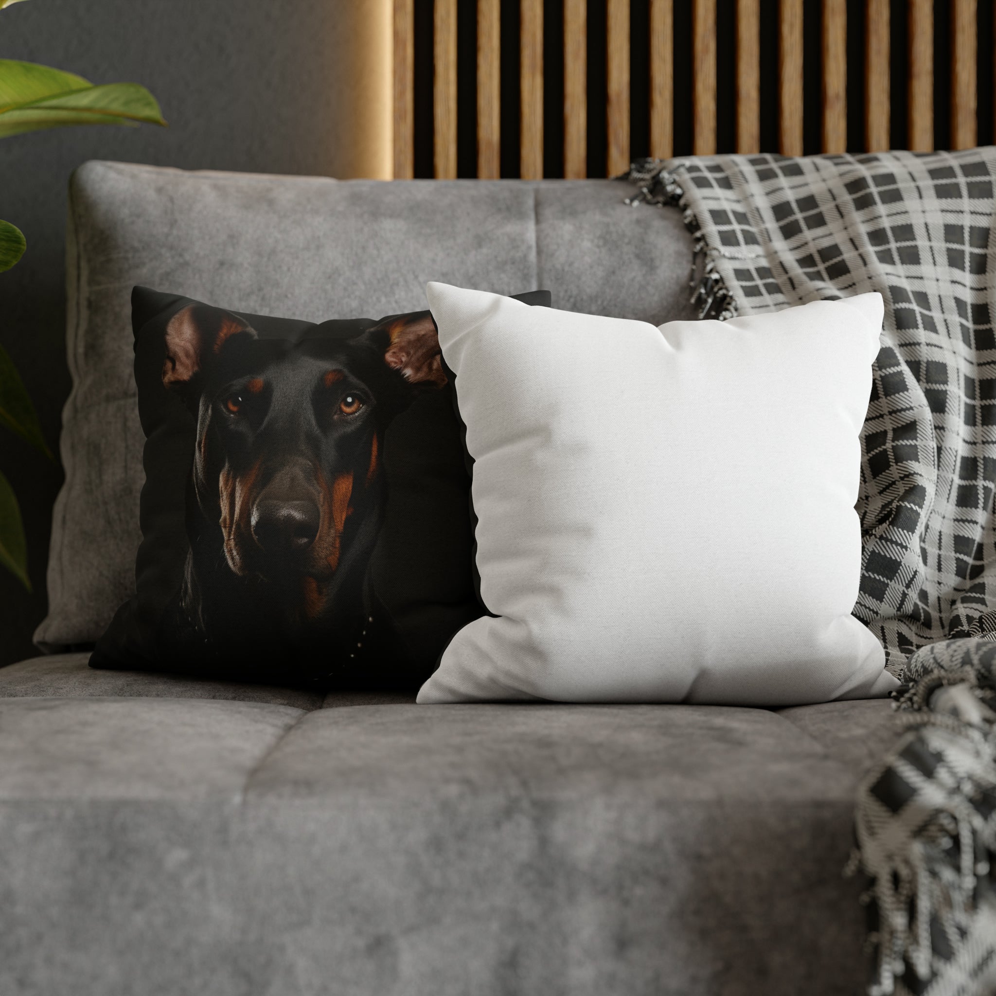 Spun Polyester Square Pillow Case- Dobermann Pinscher (Professional Art)