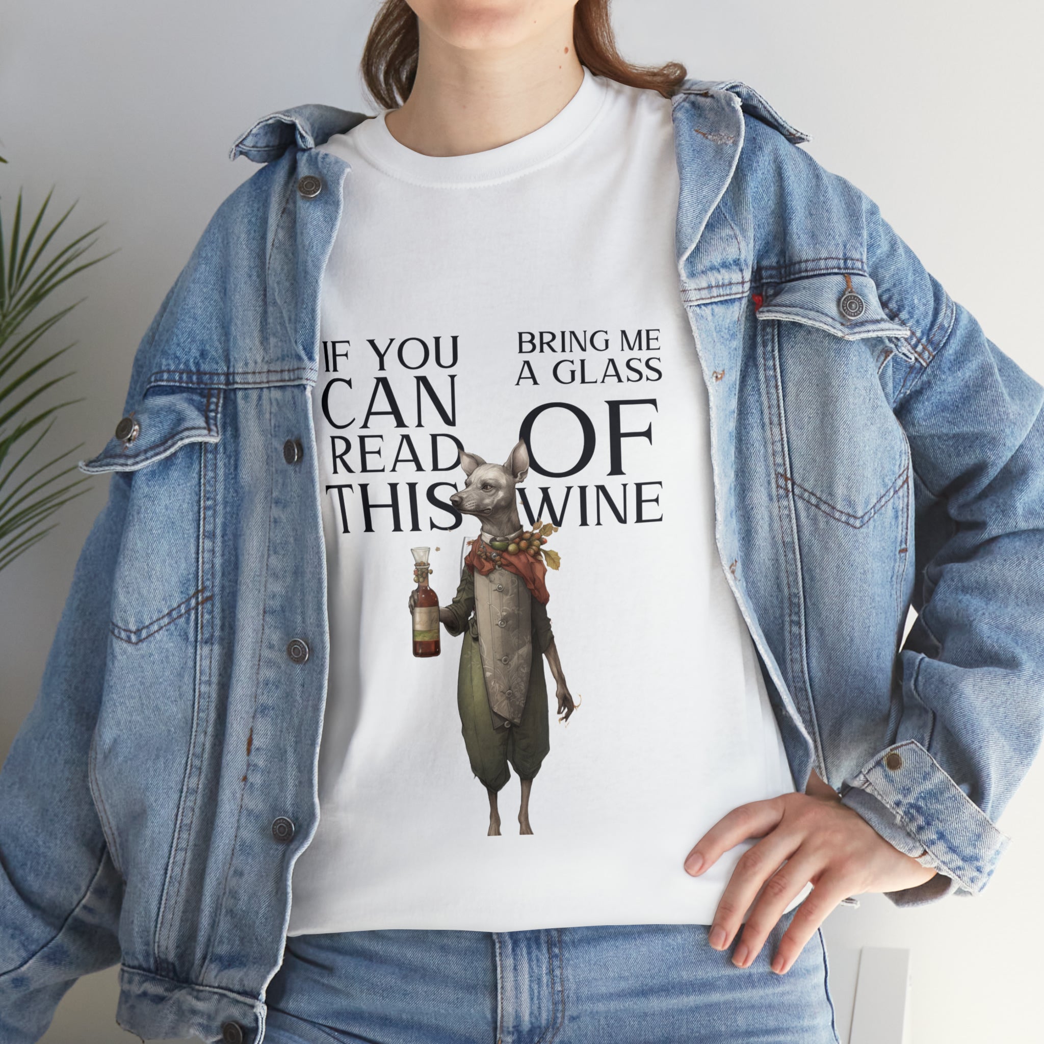 Women's Heavy Cotton Tee--"If You Can Read This Bring Me a Glass of Wine" T-Shirt for Her and Wine Lovers