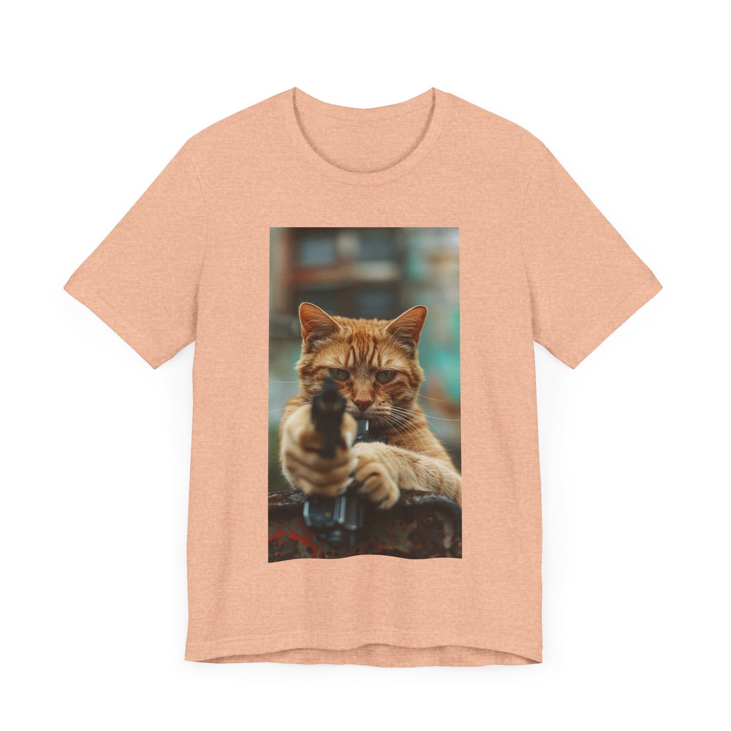 Stealth Paws: Feline Hitman Women's Jersey Short Sleeve Tee - Quirky Cat-Themed Apparel for Fashion-Forward Cat Lovers