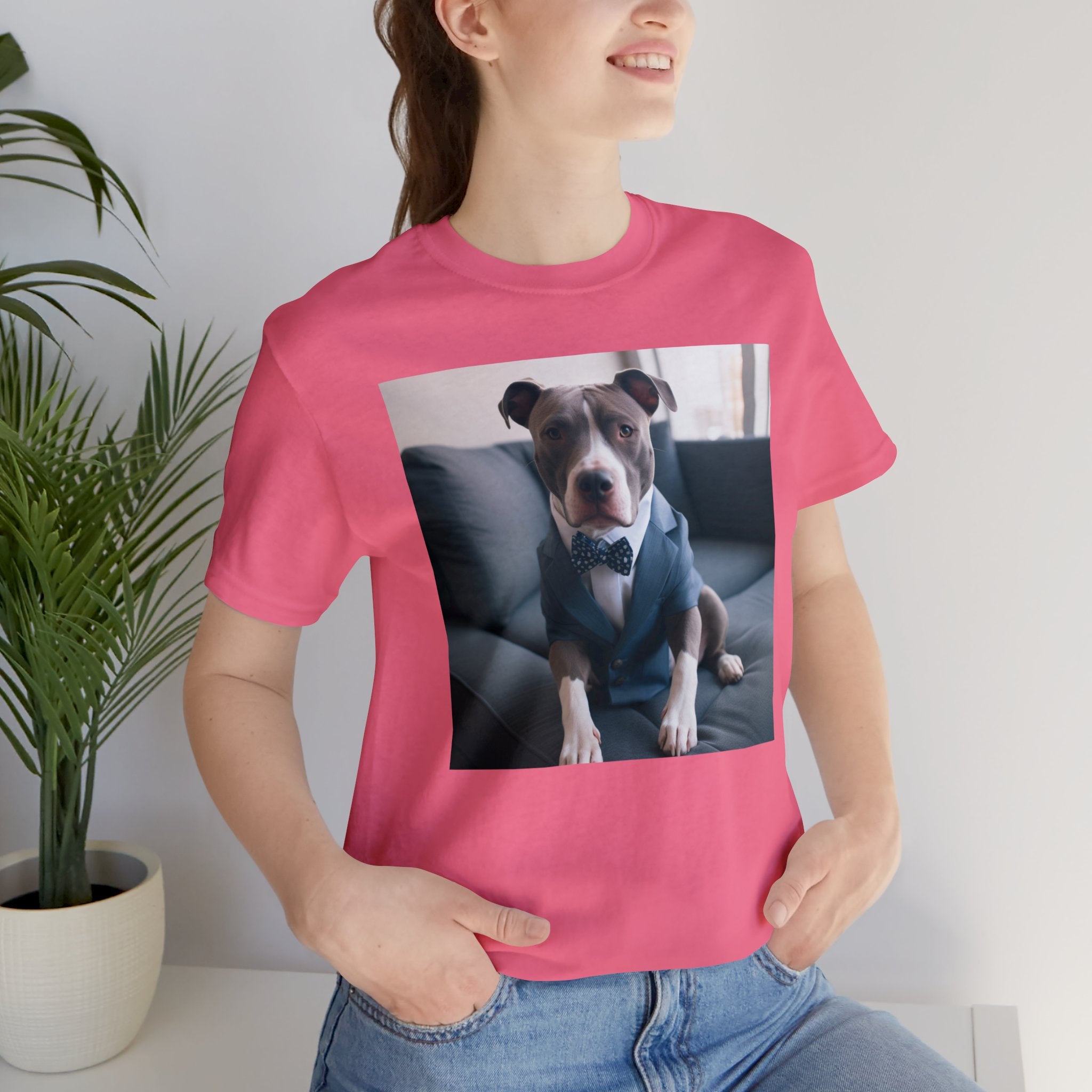 Hire Your Furry Friend with the "Do I have the Job?" Cute Puppy for Dog Owners in Interview Attire Unisex Jersey Short Sleeve Tee - Funny Dog Interview Tee Gift for Dog Lovers and Pet Owners