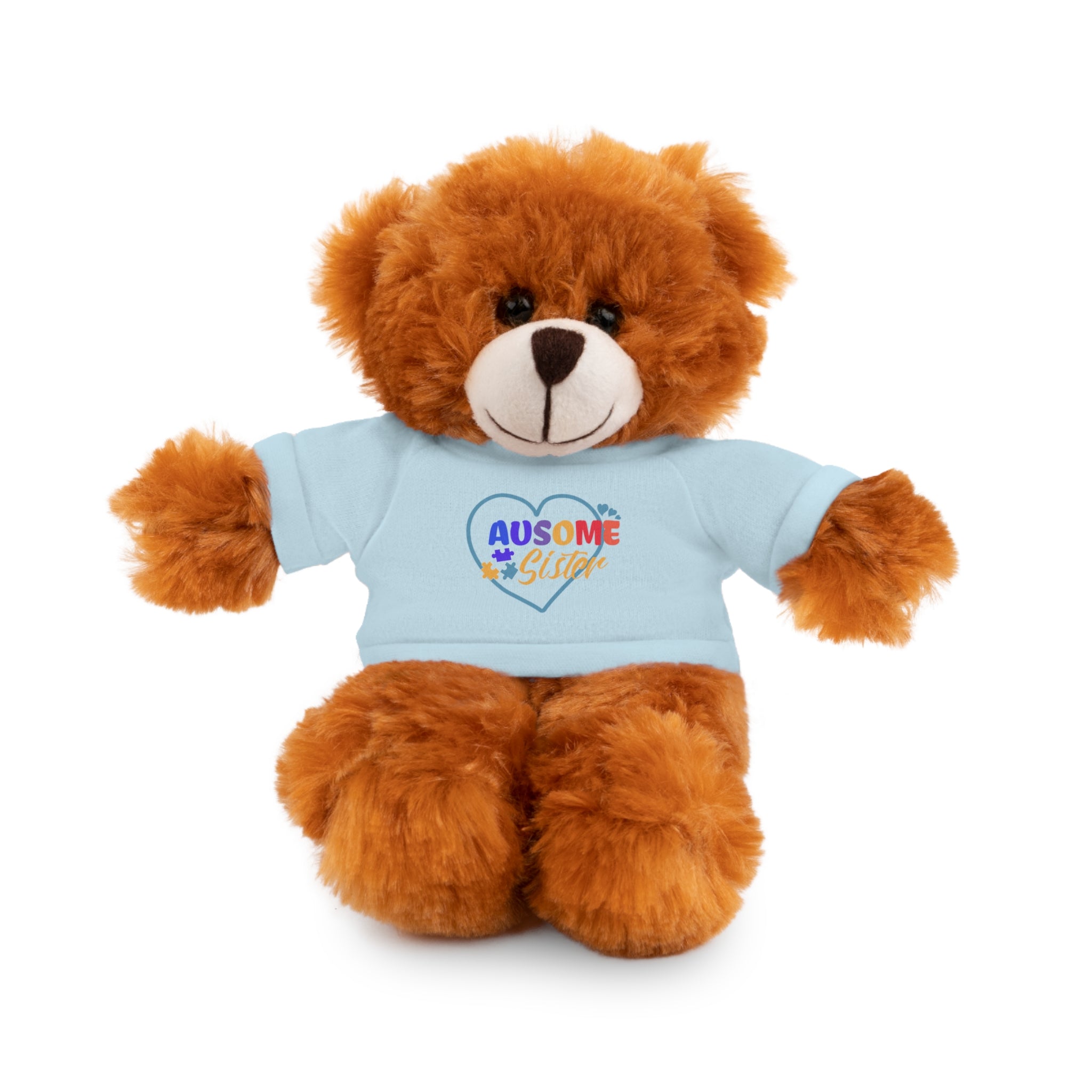 Celebrate Your 'Ausome Sister' with Autism Awareness Stuffed Bear - Customized Tee Included