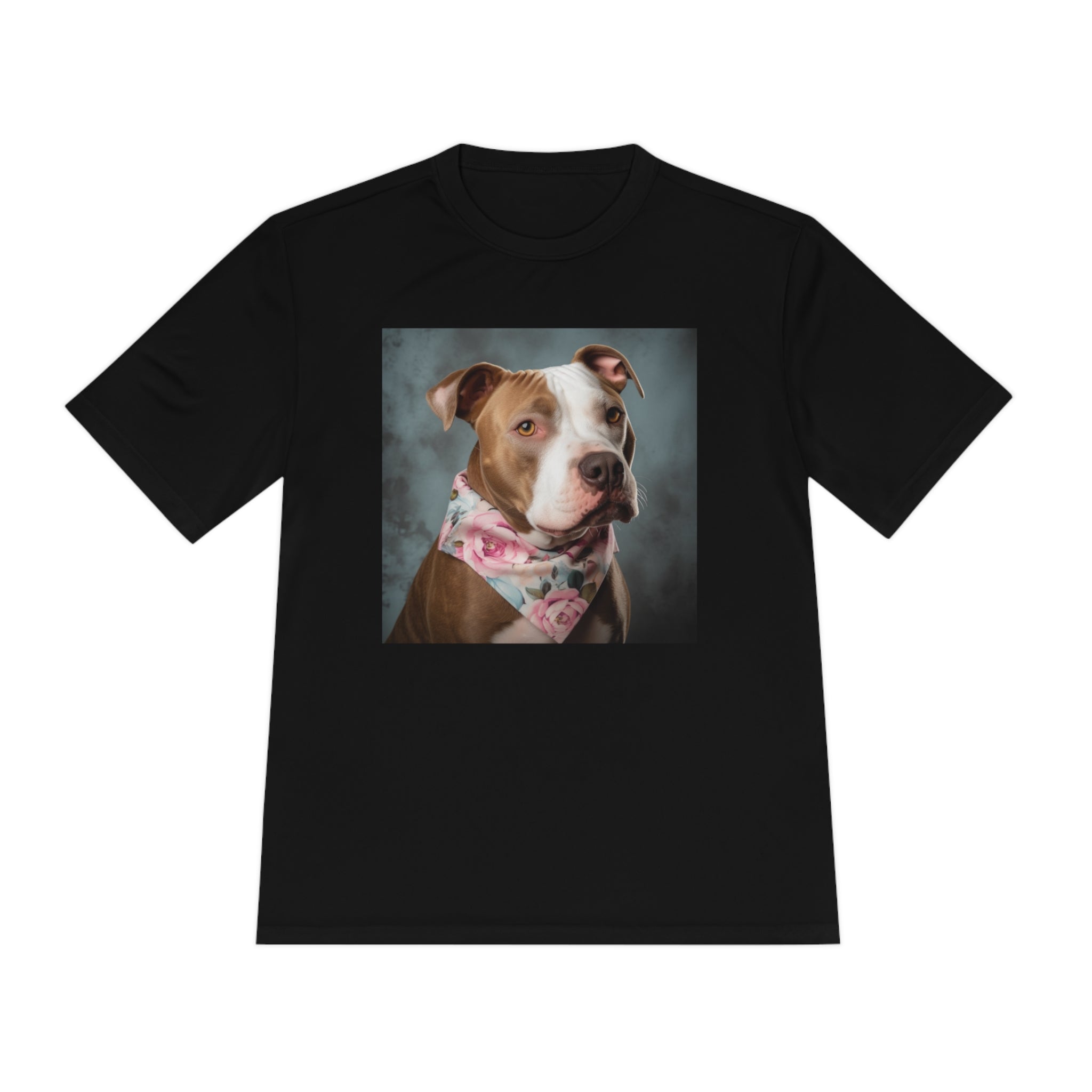 Perfect for Dog Lovers! Pitbull Puppy wearing a Cute Flower Scarf Unisex Moisture Wicking Tee - This is a Perfect Dog Park T-shirt for Pet Lover. Stay Stylish and Comfortable with This Charming Dog-Lover's Shirt