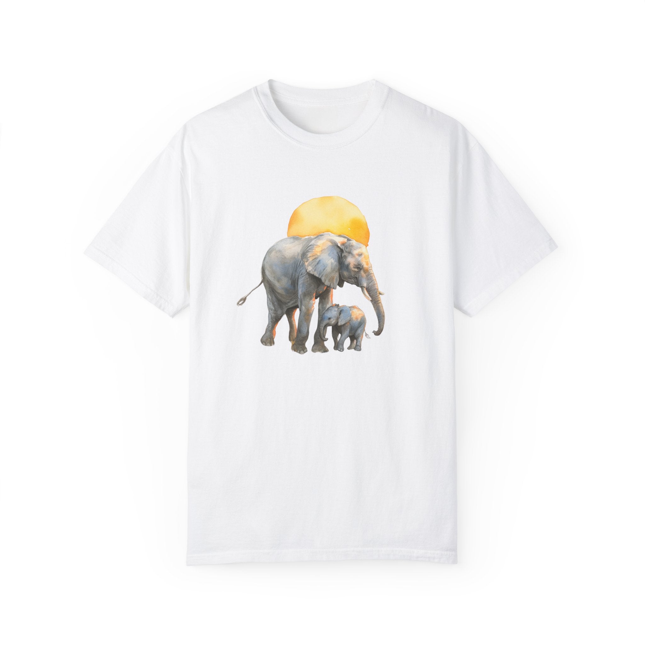 Elevate Your Style with the Elephant Parent and Child Unisex Garment-Dyed T-shirt 🐘👕Gift for Animal Lovers and Relaxing Walks in the Park