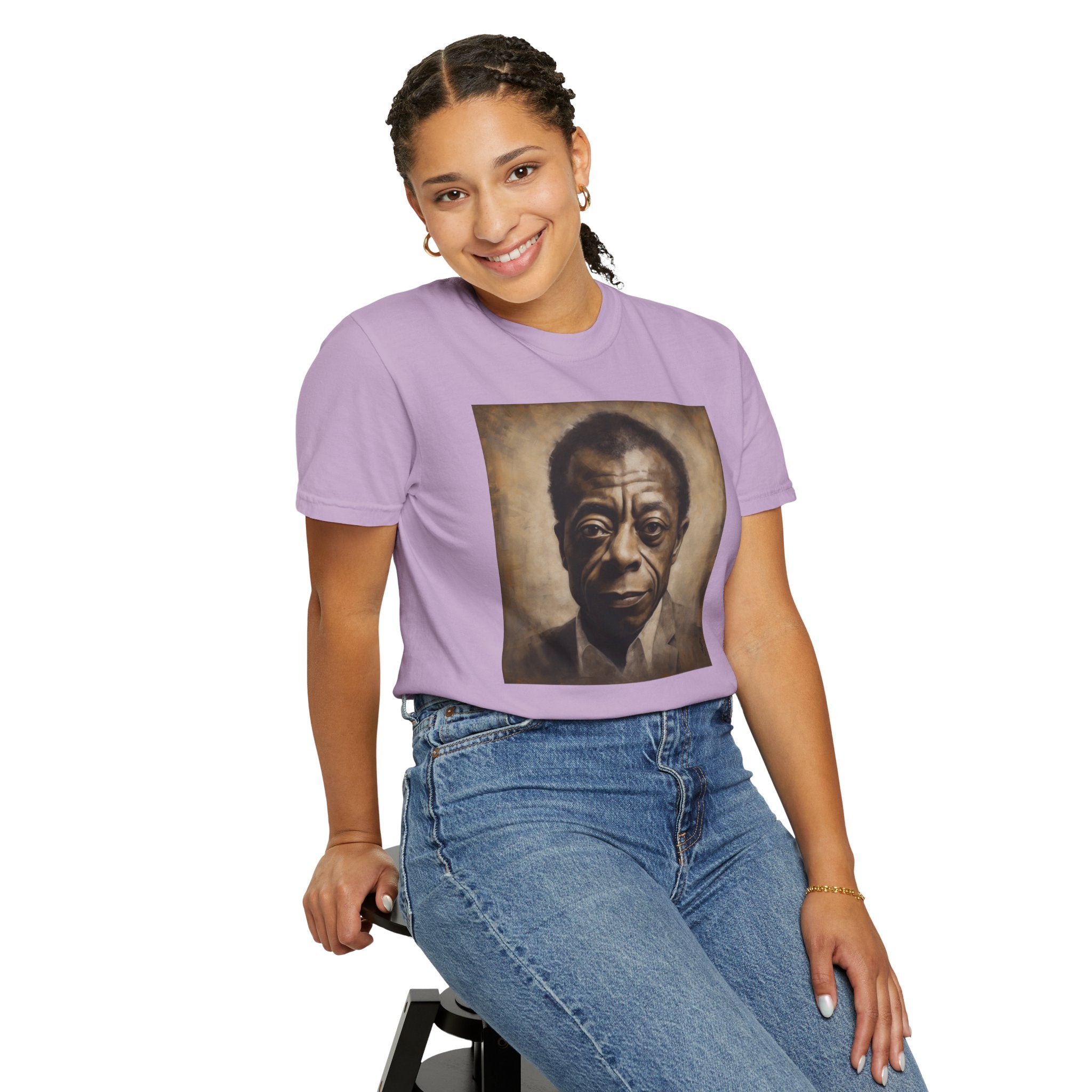 Show Civil Rights Support and Awareness in Comfort With Portrait of Iconic African American Pioneer Portrait Unisex Garment-Dyed T-shirt - Tribute to a Renowned Writer and Civil Rights Activist Ideal For History Scholars