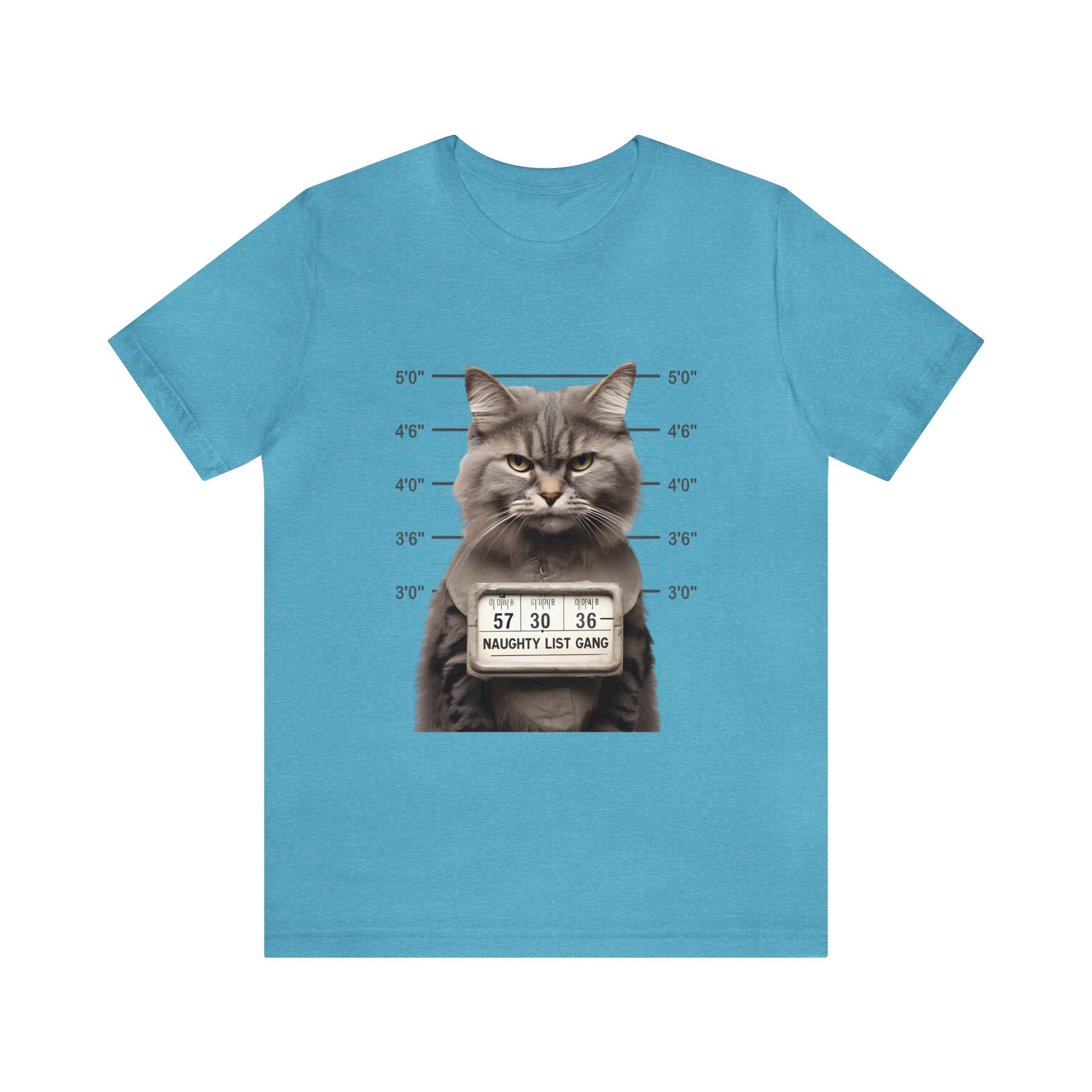 Naughty Cat Gang Cat in a Line-up Funny Unisex Jersey Short Sleeve Tee - Humorous Feline Apparel for Cat Lovers