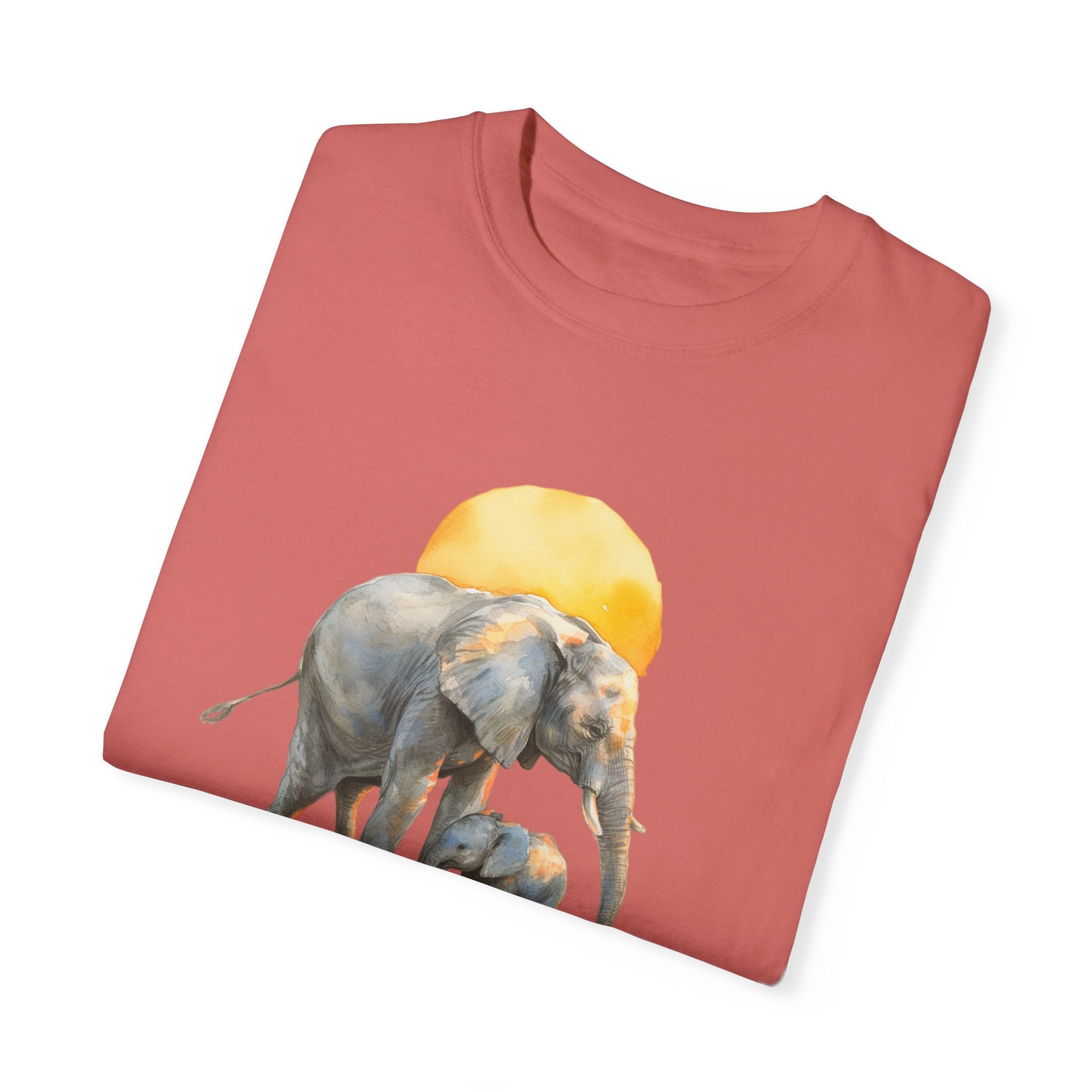 Elevate Your Style with the Elephant Parent and Child Unisex Garment-Dyed T-shirt 🐘👕Gift for Animal Lovers and Relaxing Walks in the Park