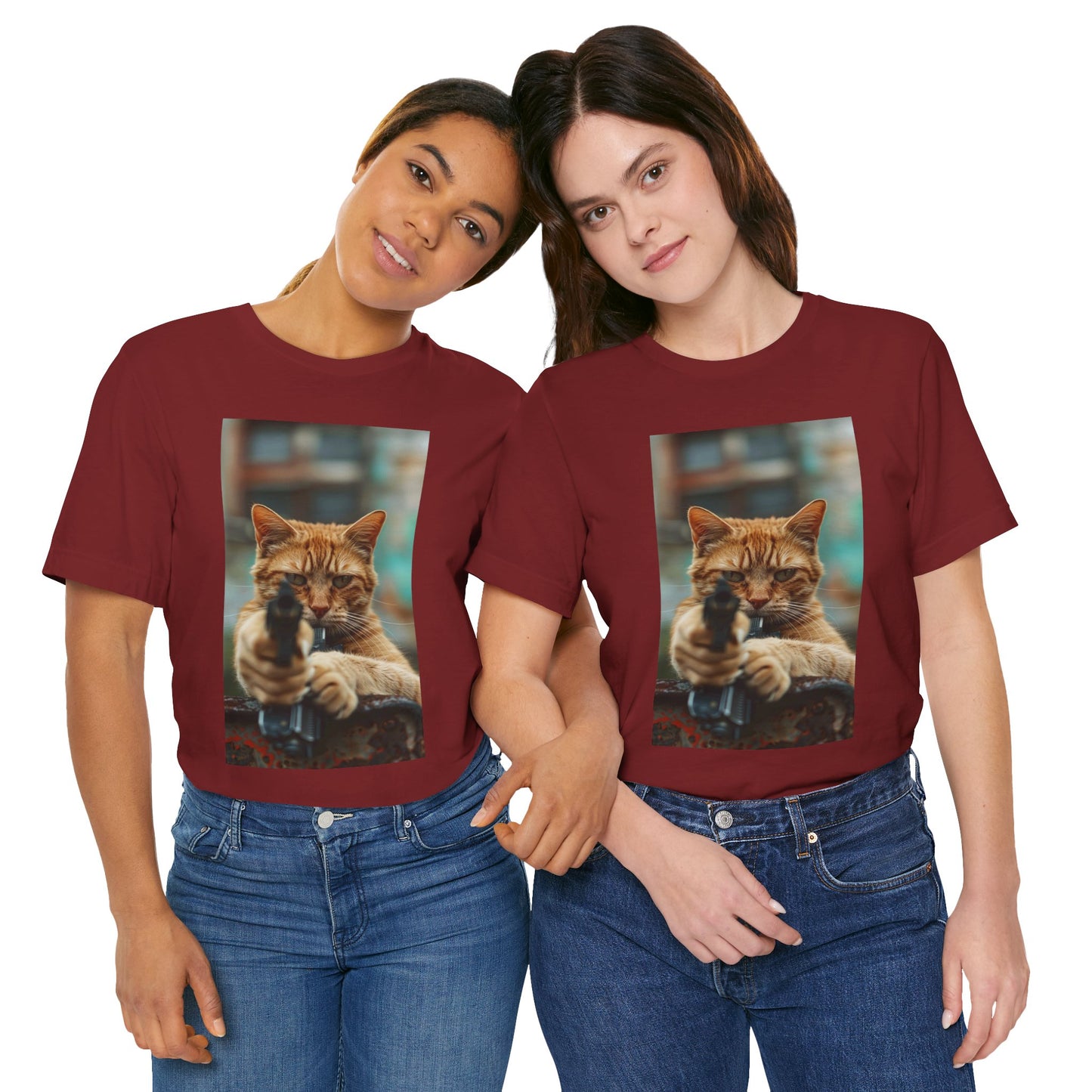 Stealth Paws: Feline Hitman Women's Jersey Short Sleeve Tee - Quirky Cat-Themed Apparel for Fashion-Forward Cat Lovers