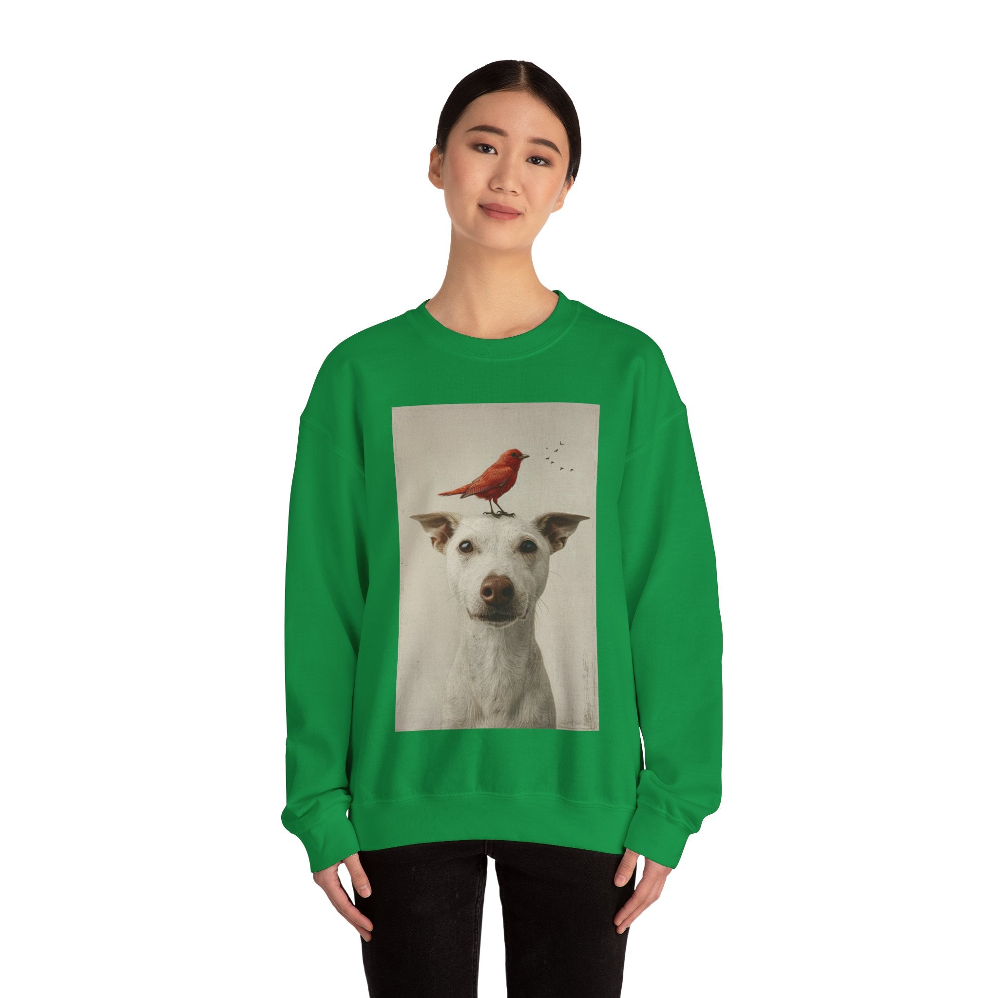 Trusting Bird and Dog Friend Unisex Heavy Blend™ Crewneck Sweatshirt - Cozy Comfort and Unique Style for Animal Lovers