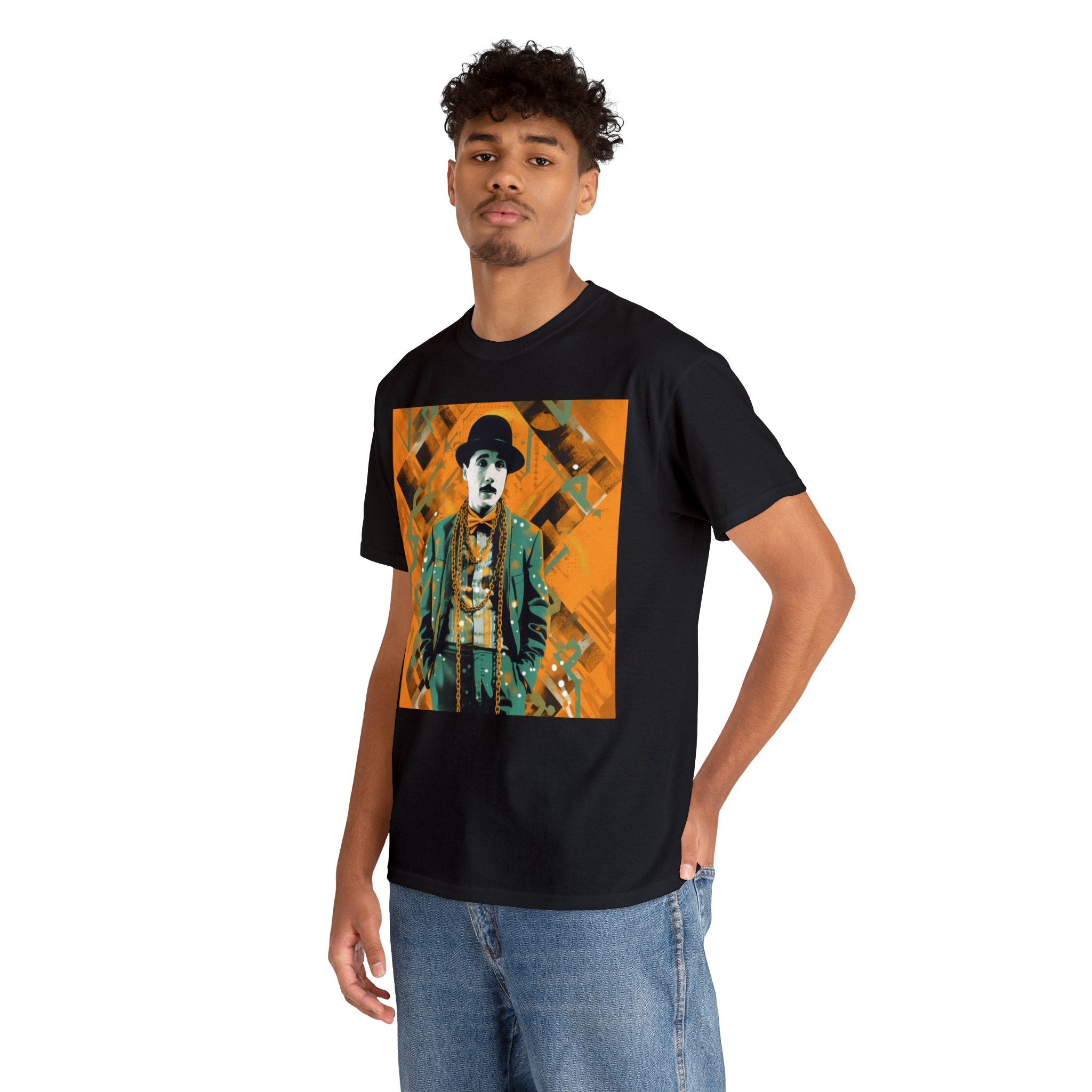 T-Shirt of Comedy Legend. Shows Passion for Craft in a Stylish Manner. Elevate Your Style with the Iconic Performance Artist Pose Abstract Colorful Unisex Heavy Cotton Tee - Wearable Art for Trendsetters