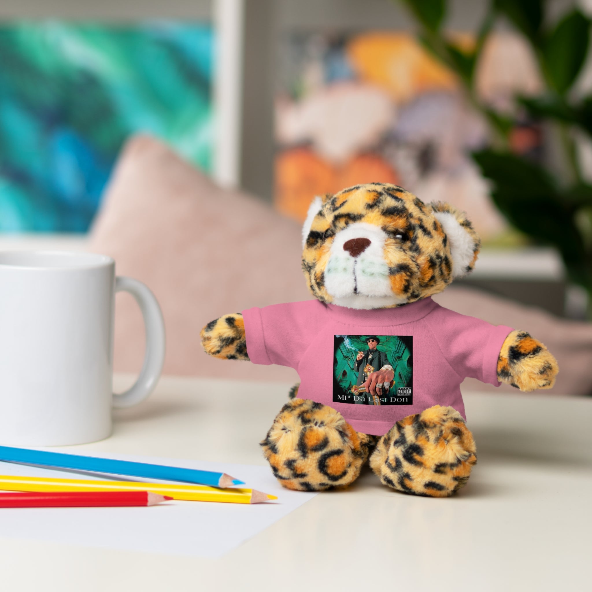 Nostalgic Vibes: Stuffed Animals with 90's Louisiana Rap Icon Tee - Retro Plush Toy for Hip Hop Fans