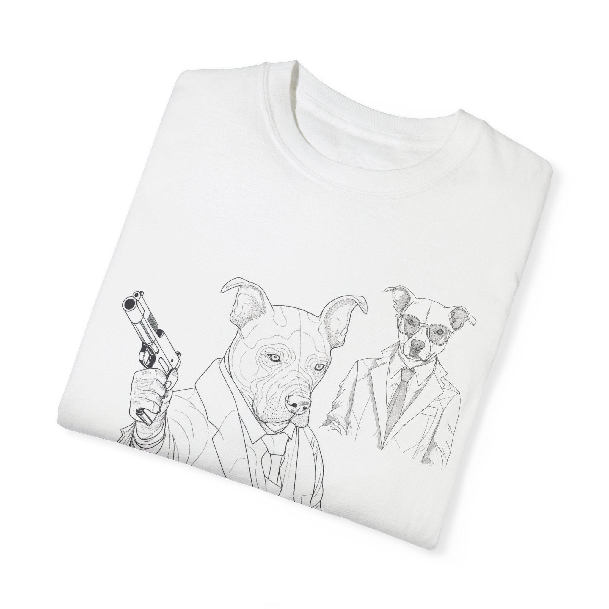 Dog Hitman Funny T-Shirt  - Confidence Building Shirt - Single Line Art Dog Shirt - Quirky Animal Top Gift for Dog Lovers - Pet Lover Gift