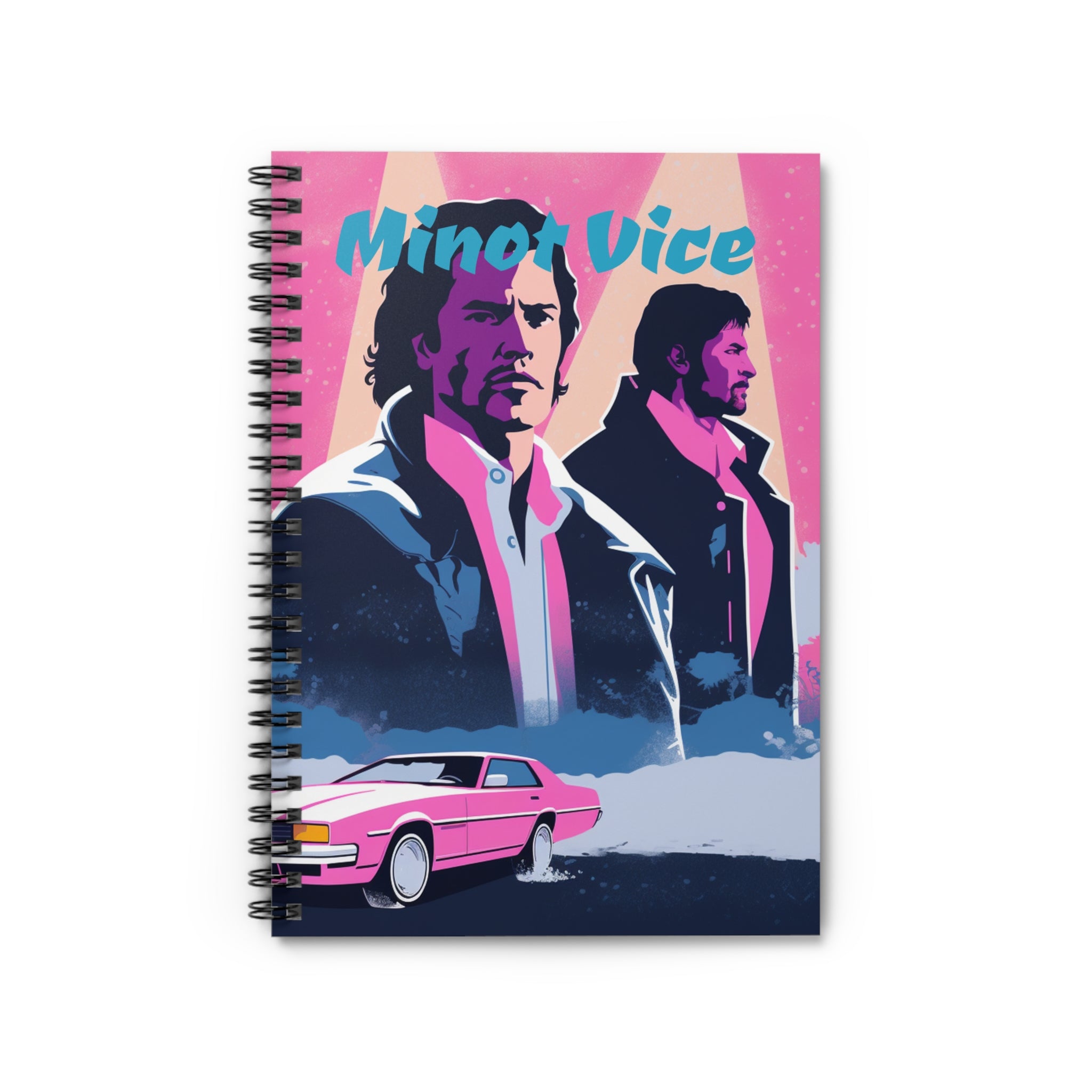 Spiral Notebook - Ruled Line Minot Vice Funny Gift for Students, Veterans, and Minot Locals Retro Theme for 80's Fans