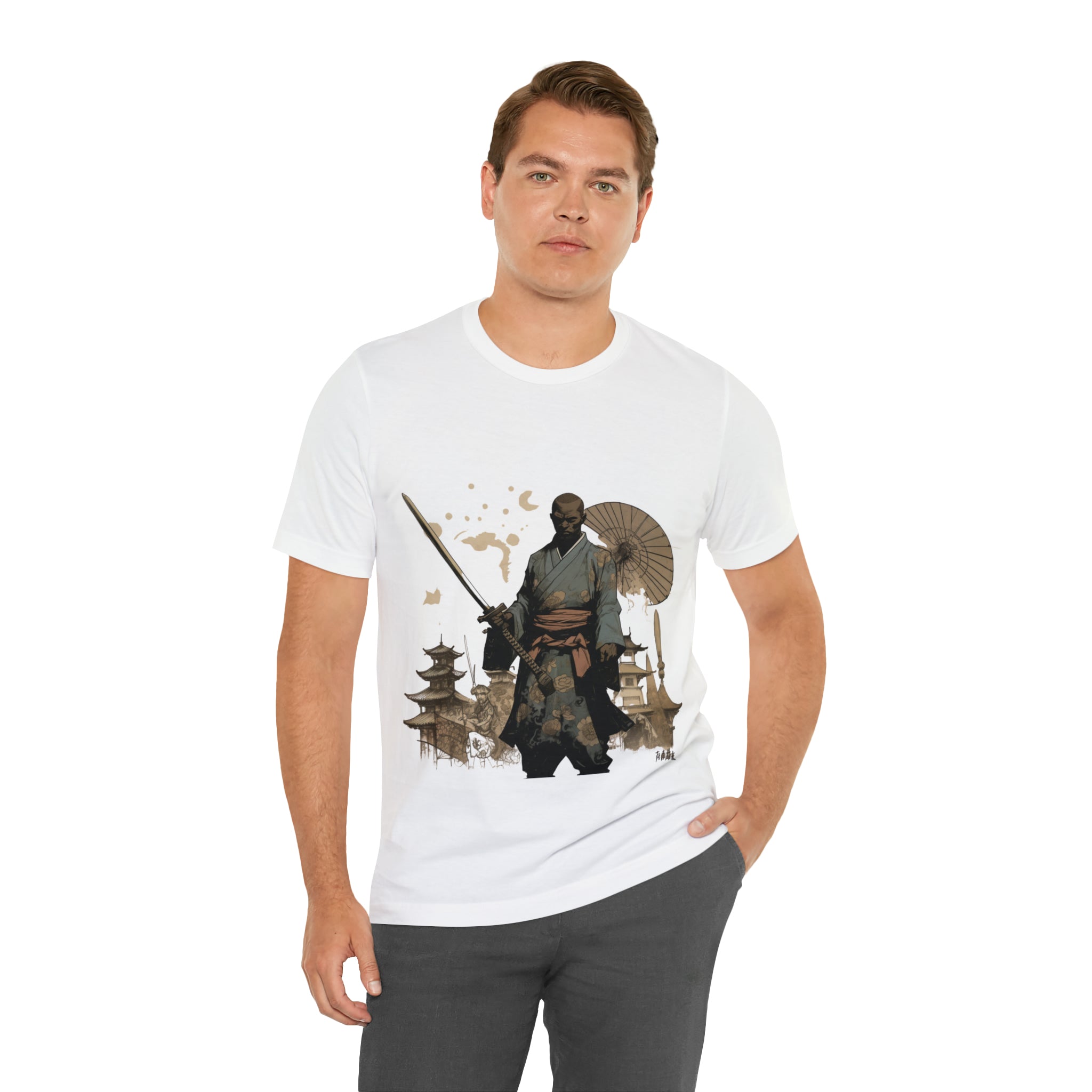 Unisex Jersey Short Sleeve Tee-- Ronin Anime Warrior, Japanese Art Comfortable Gift for Men/Boys