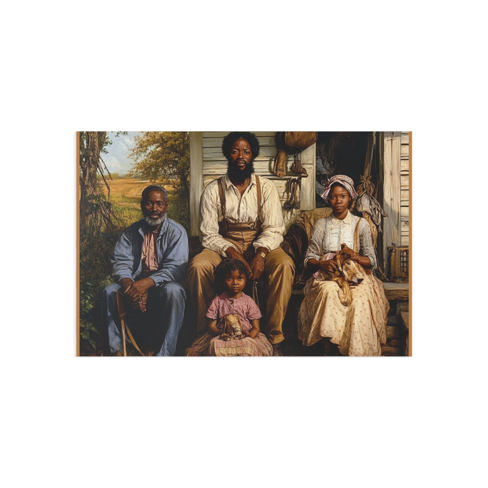 Heritage Reflections: 19th Century Foundational Black American Family on Porch Fine Art Postcards - Timeless Legacy in Every Card