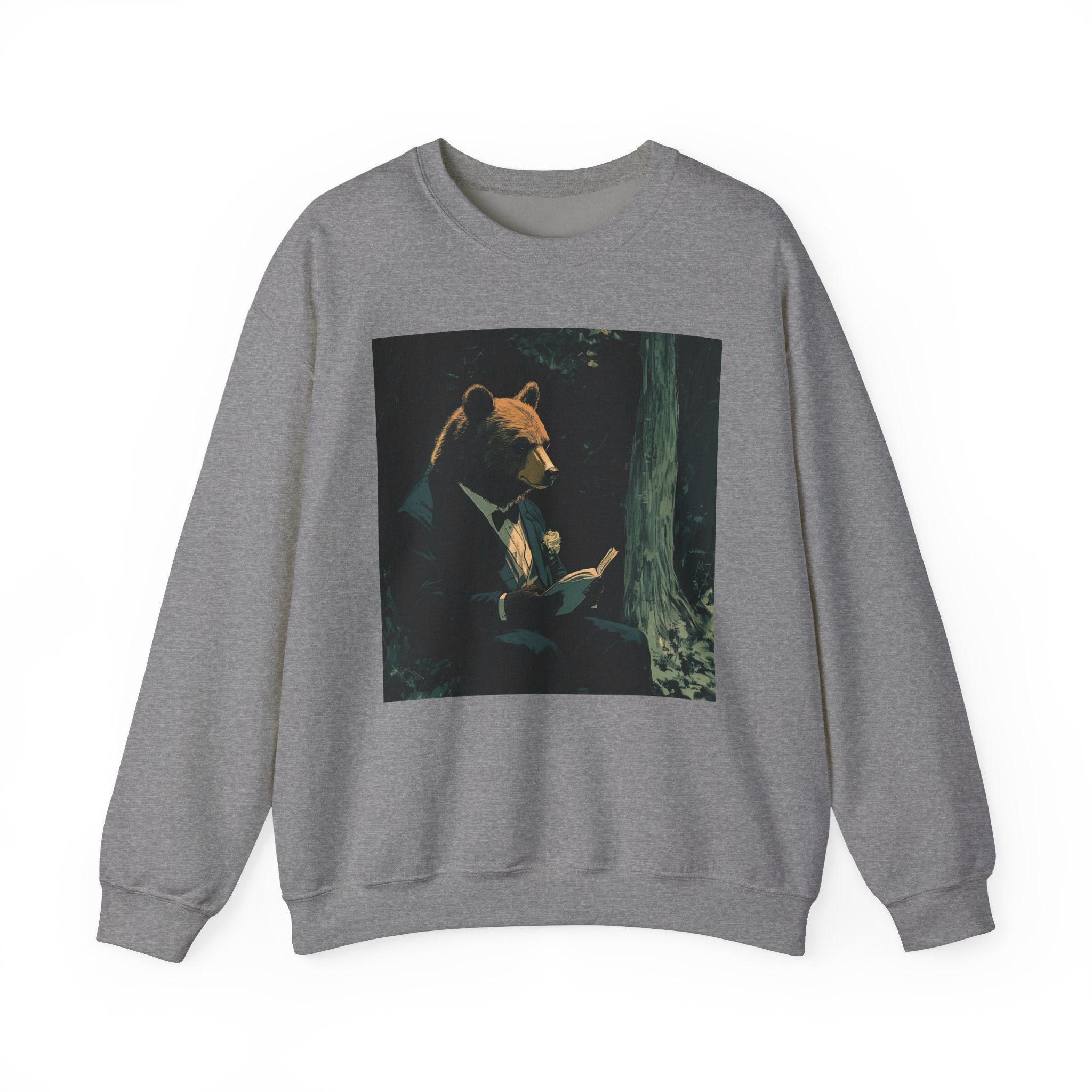 Dapper Wilderness: Gentleman Bear Unisex Heavy Blend™ Crewneck Sweatshirt - Cozy Meets Class