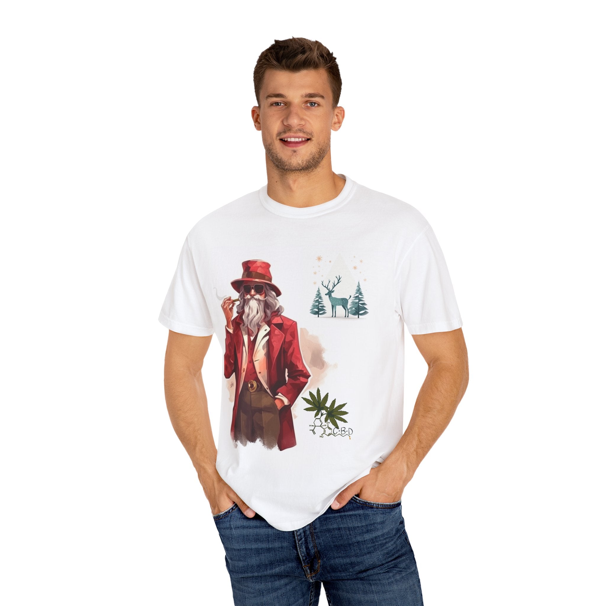 Funny Christmas CBD Gift Idea Funny T-Shirt Gift for Cannabis Present for Husband's Christmas Parade Funny Gift of Santa Claus Reindeer Gift