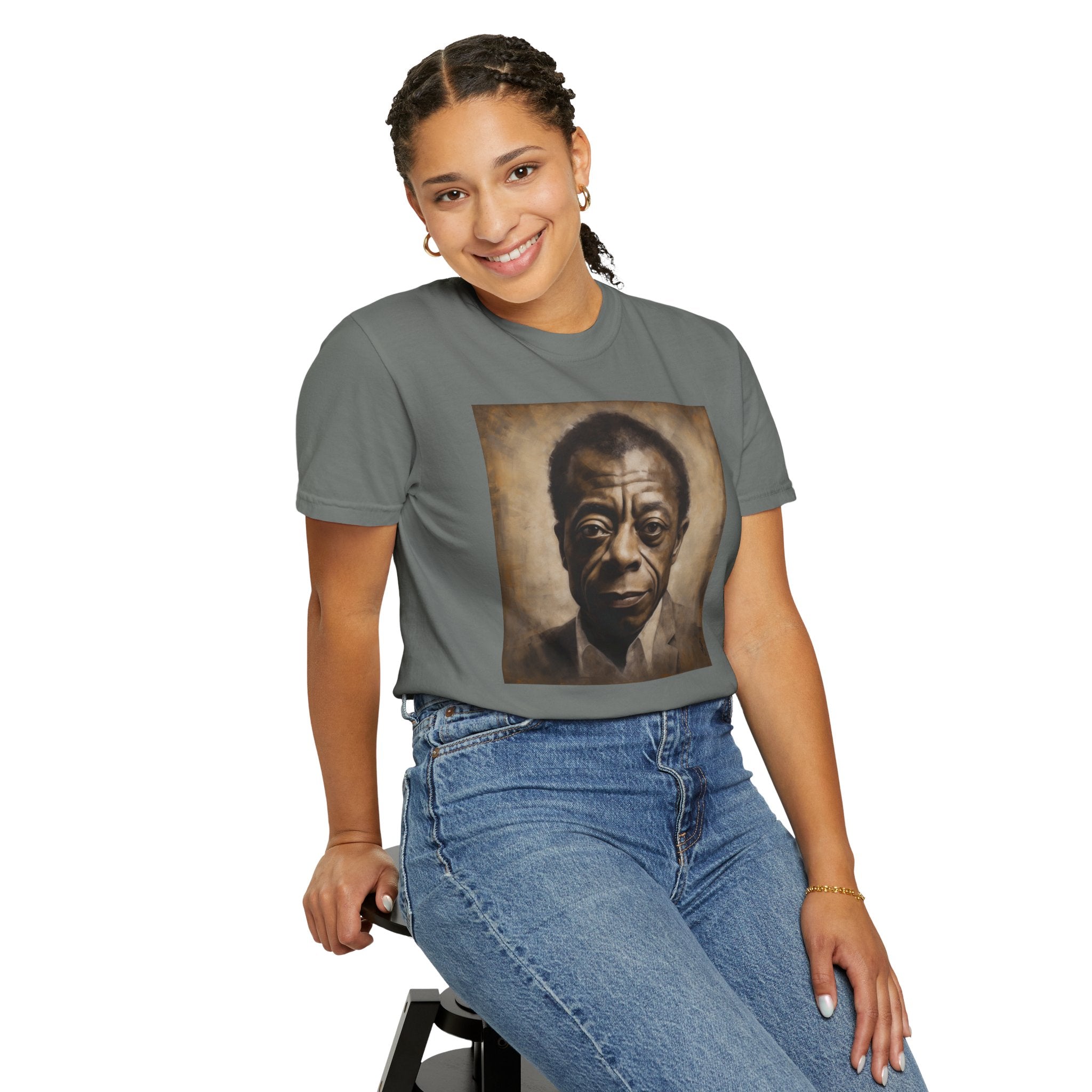 Show Civil Rights Support and Awareness in Comfort With Portrait of Iconic African American Pioneer Portrait Unisex Garment-Dyed T-shirt - Tribute to a Renowned Writer and Civil Rights Activist Ideal For History Scholars