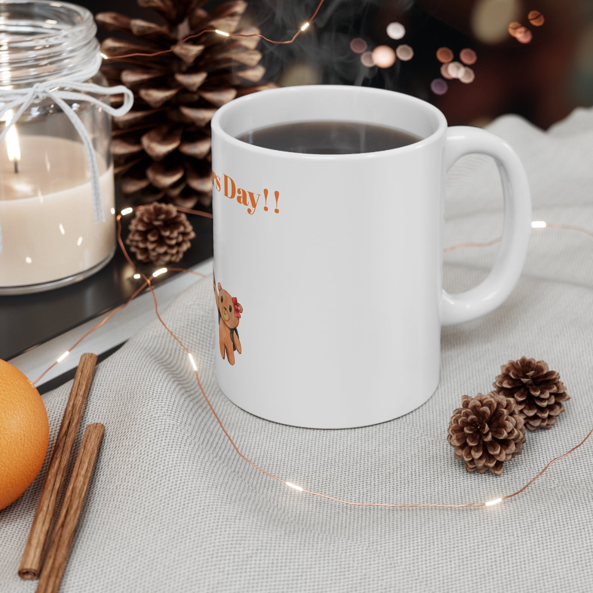 Ceramic Mug 11oz - Happy Fathers Day!! - Featuring Heartwarming Bear and Cub Design - Perfect Gift for Celebrating Fatherhood"