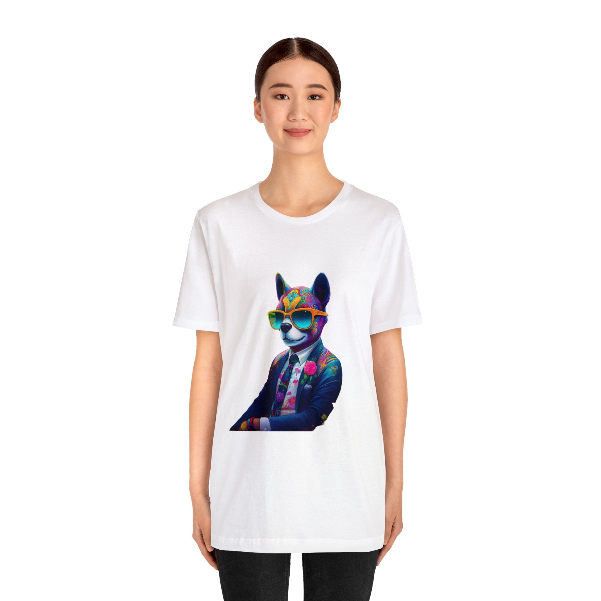 Vibrant Short Sleeve Tee Featuring Colorful Cat Design | Perfect for Cat Lovers | Casual and Stylish Feline-Themed Apparel