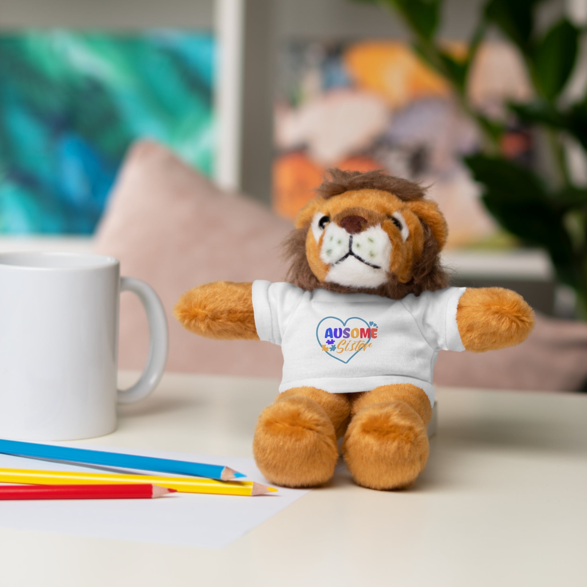 Celebrate Your 'Ausome Sister' with Autism Awareness Stuffed Bear - Customized Tee Included