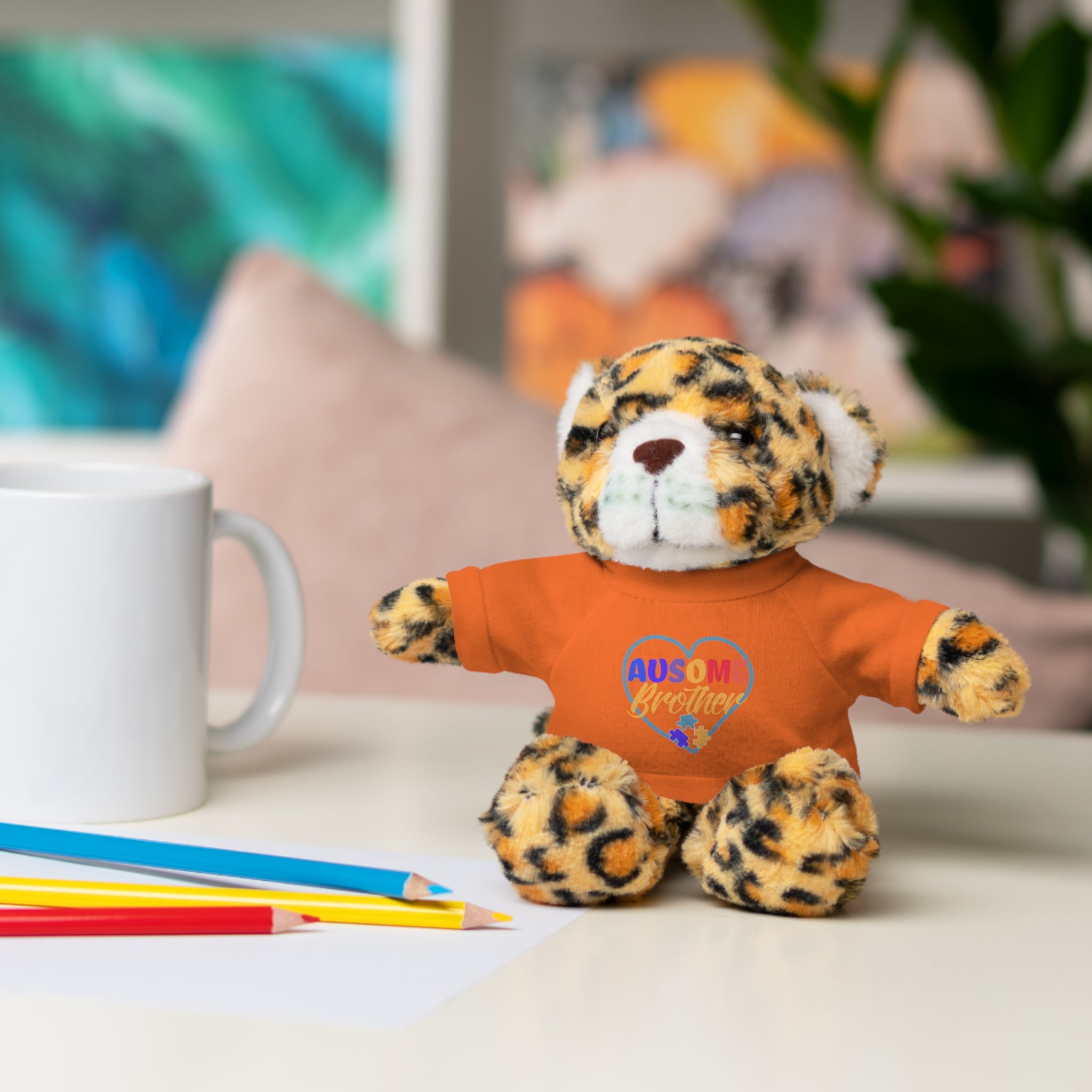 Show Support for Autism Sufferers and celebrate Your 'Ausome Brother' with Autism Awareness Stuffed Bear - Customized Tee Included