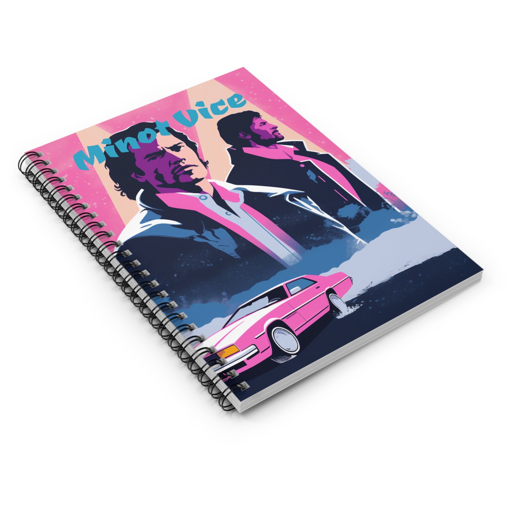 Spiral Notebook - Ruled Line Minot Vice Funny Gift for Students, Veterans, and Minot Locals Retro Theme for 80's Fans