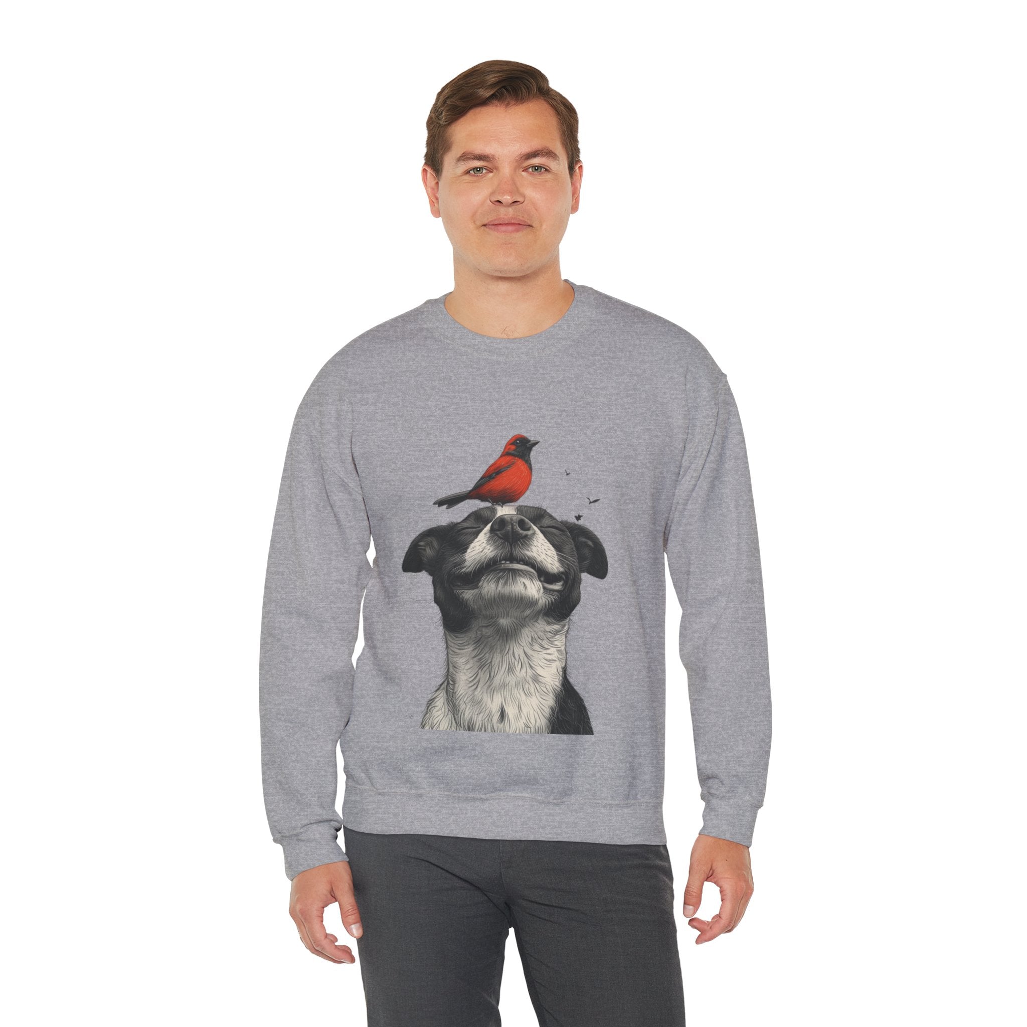 Trusting Bird and Dog Friend Unisex Heavy Blend™ Crewneck Sweatshirt - Cozy Comfort and Unique Style for Animal Lovers