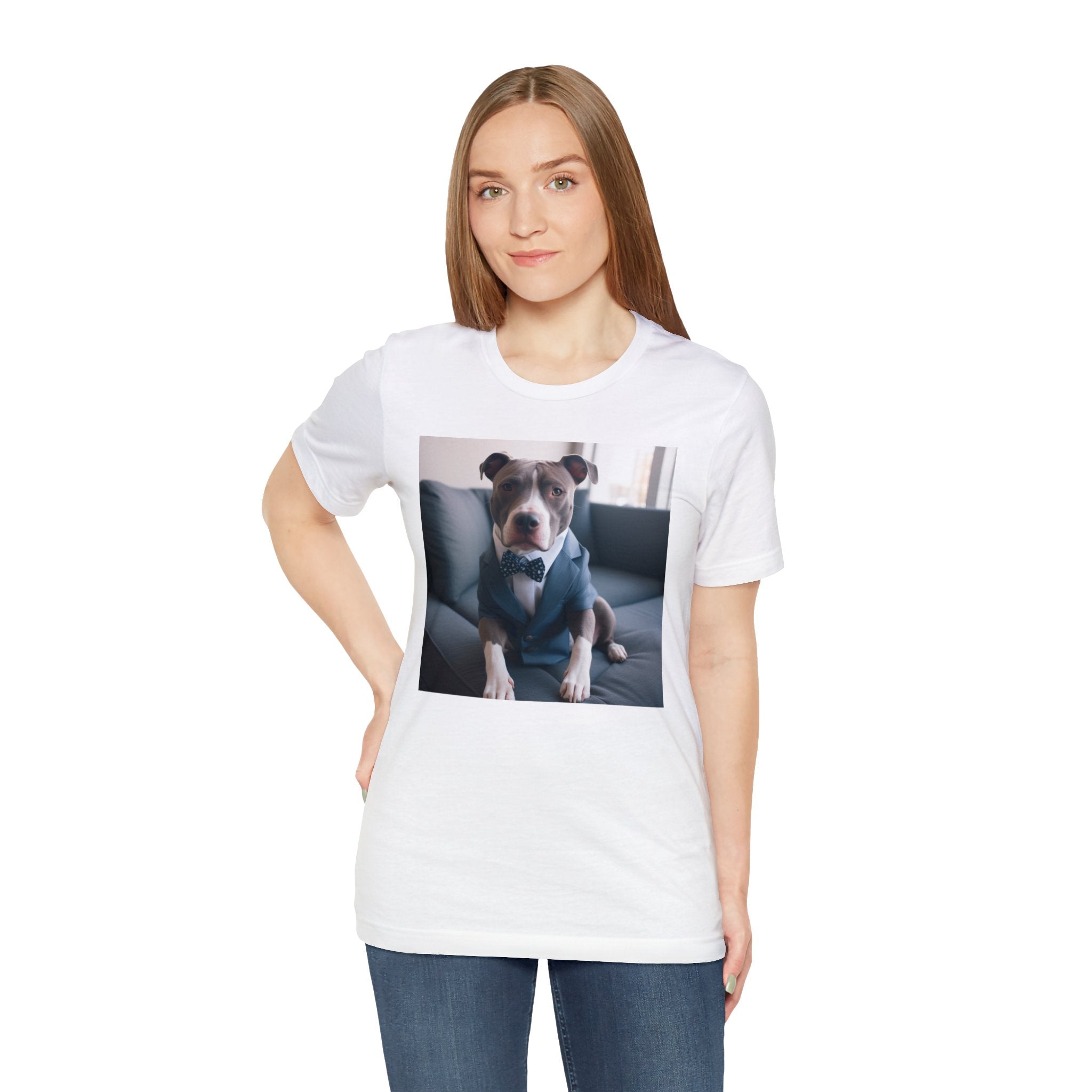 Hire Your Furry Friend with the "Do I have the Job?" Cute Puppy for Dog Owners in Interview Attire Unisex Jersey Short Sleeve Tee - Funny Dog Interview Tee Gift for Dog Lovers and Pet Owners