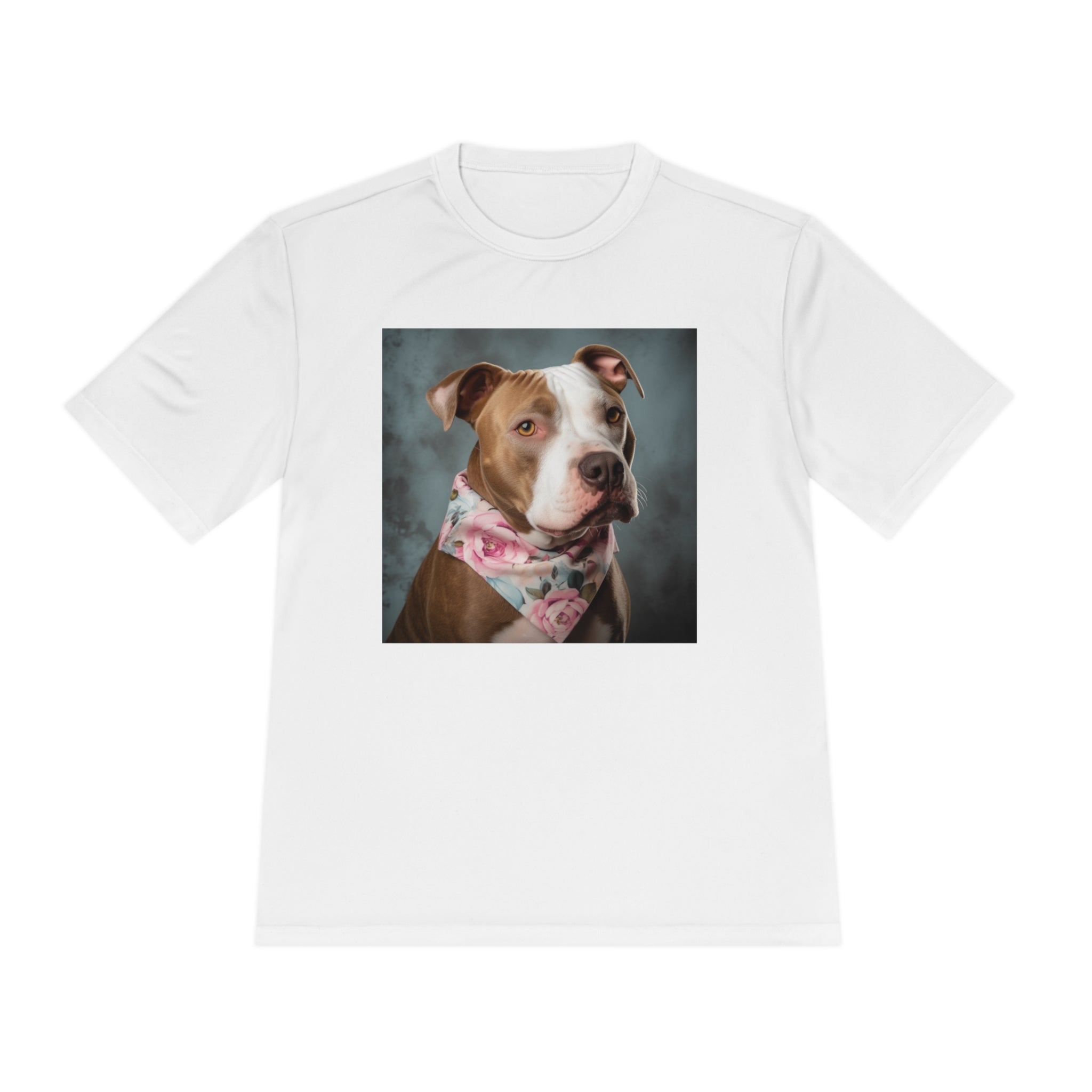 Perfect for Dog Lovers! Pitbull Puppy wearing a Cute Flower Scarf Unisex Moisture Wicking Tee - This is a Perfect Dog Park T-shirt for Pet Lover. Stay Stylish and Comfortable with This Charming Dog-Lover's Shirt