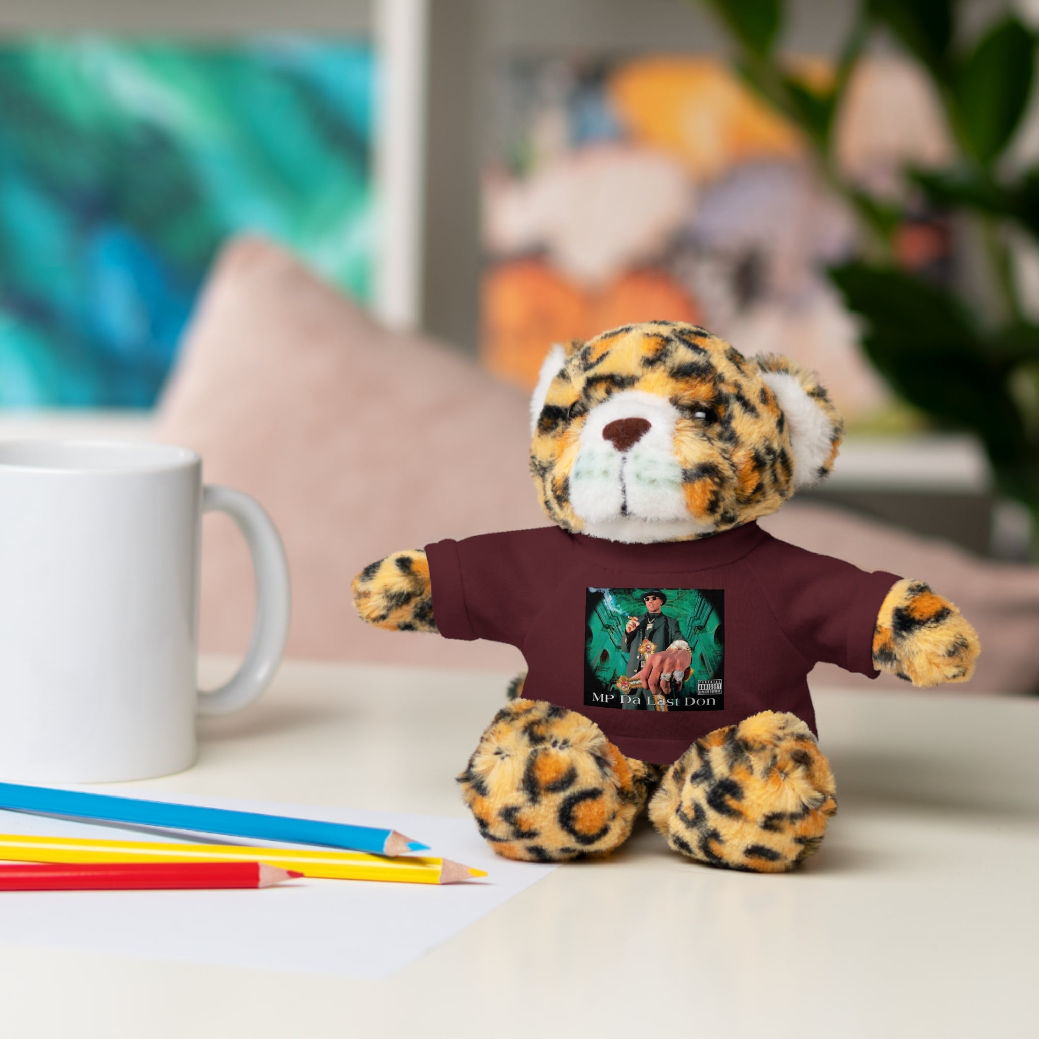 Nostalgic Vibes: Stuffed Animals with 90's Louisiana Rap Icon Tee - Retro Plush Toy for Hip Hop Fans