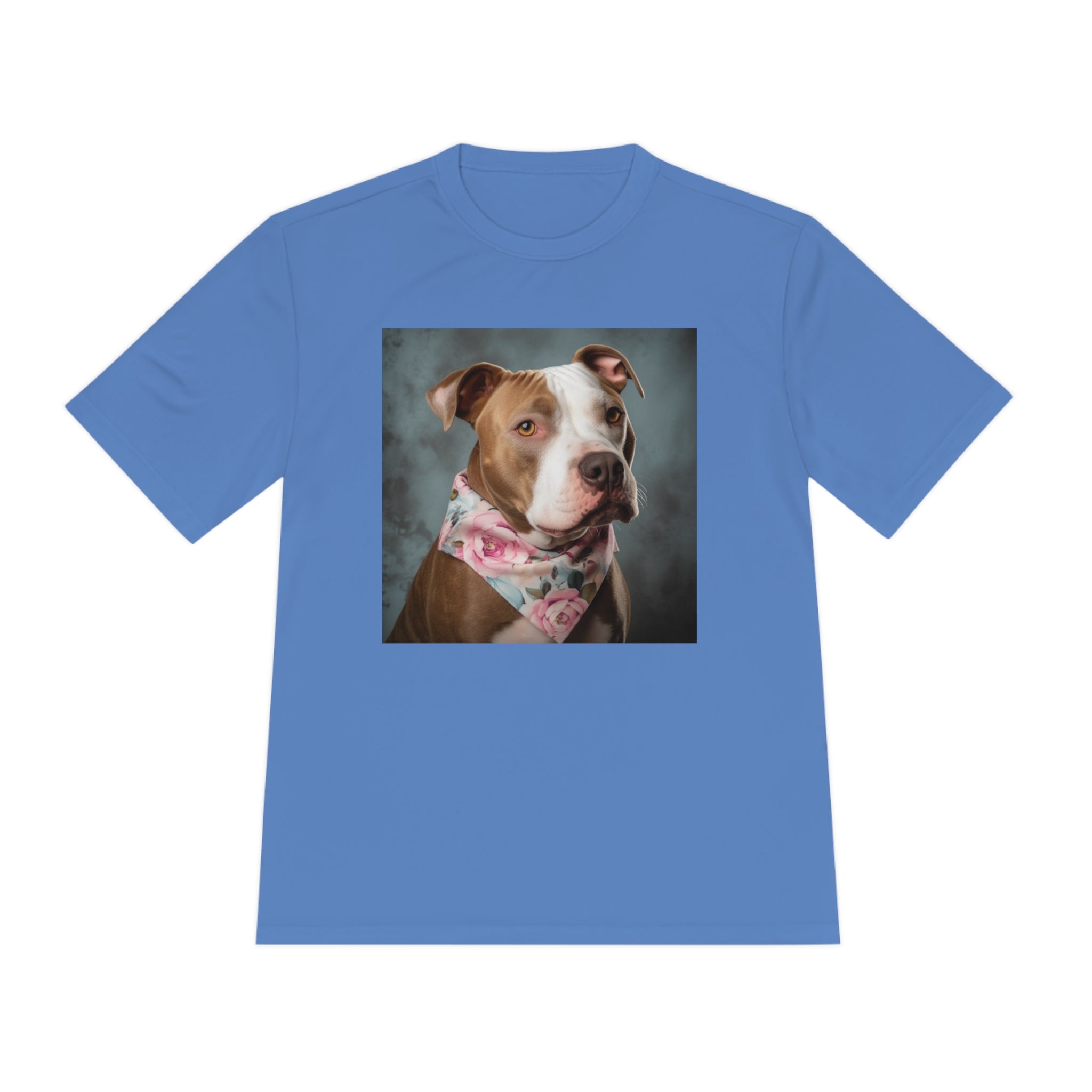 Perfect for Dog Lovers! Pitbull Puppy wearing a Cute Flower Scarf Unisex Moisture Wicking Tee - This is a Perfect Dog Park T-shirt for Pet Lover. Stay Stylish and Comfortable with This Charming Dog-Lover's Shirt