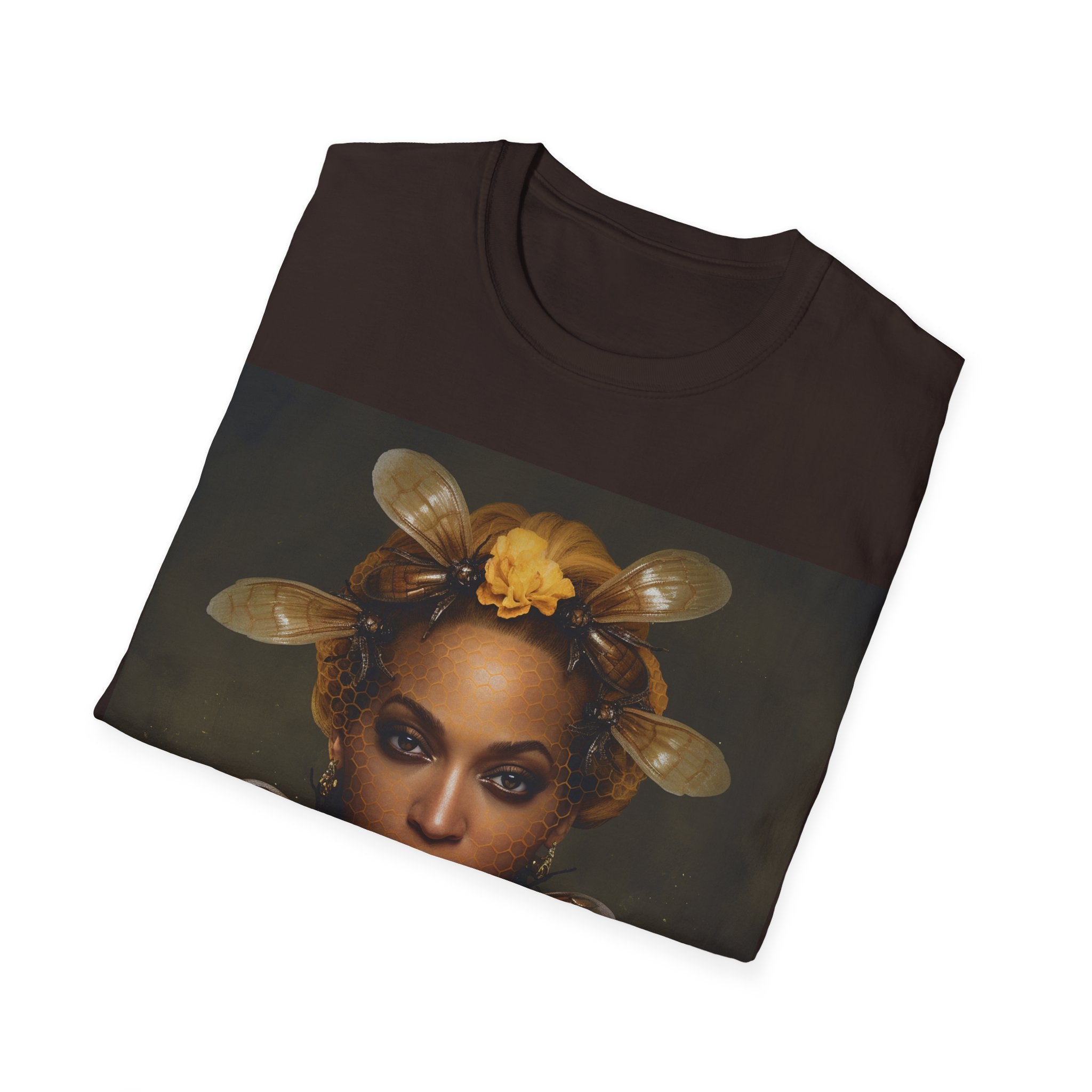 "Queen of the Hive: A Musical Tribute to the Iconic Bee" Unisex Softstyle T-Shirt - Celebrate Your Favorite Music Legend with Exclusive Inspired Fan Merchandise