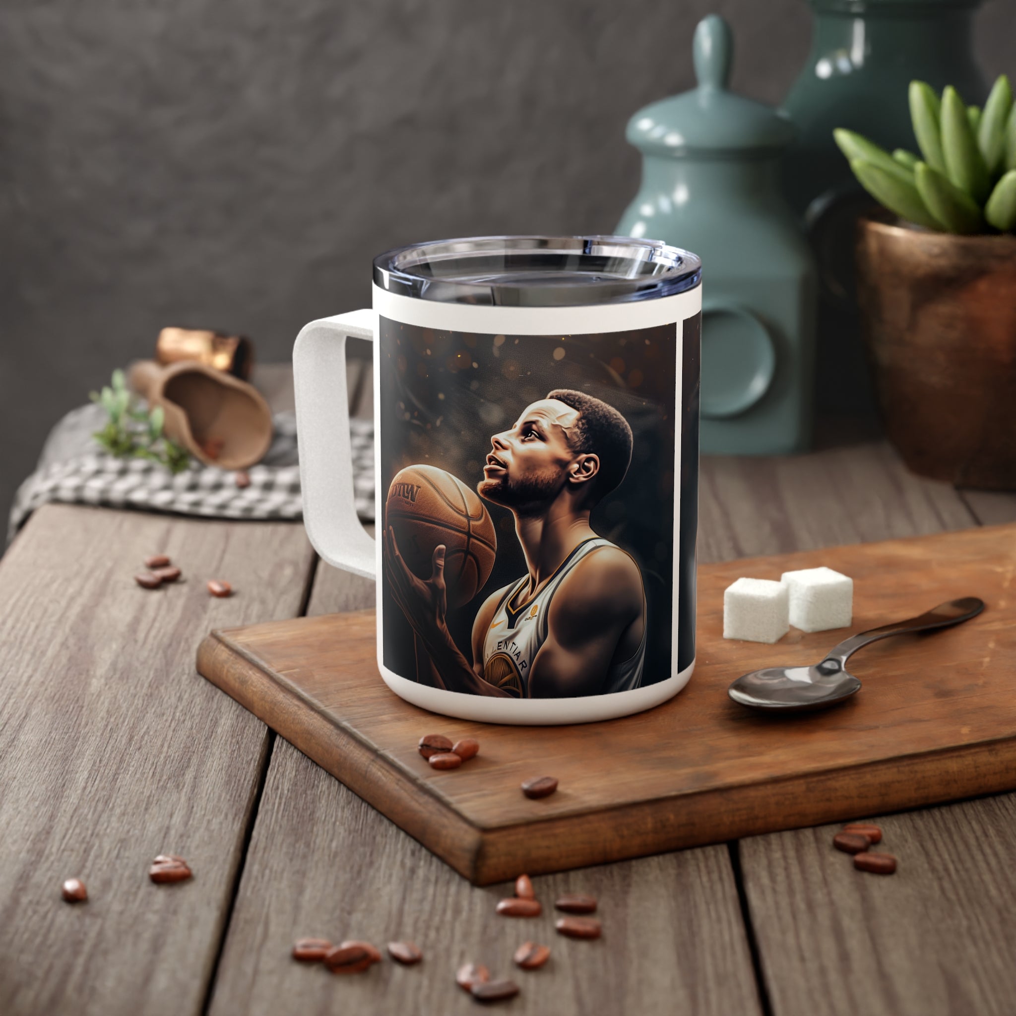Great Conversation Starter at Office Gatherings or Group Meetings! Professional Basketball Player Insulated Coffee Mug, 10oz - For True Basketball Heroes!