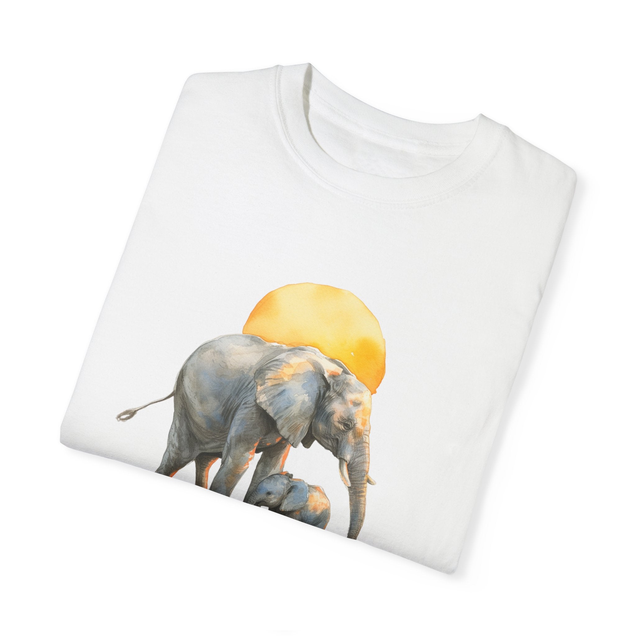 Elevate Your Style with the Elephant Parent and Child Unisex Garment-Dyed T-shirt 🐘👕Gift for Animal Lovers and Relaxing Walks in the Park