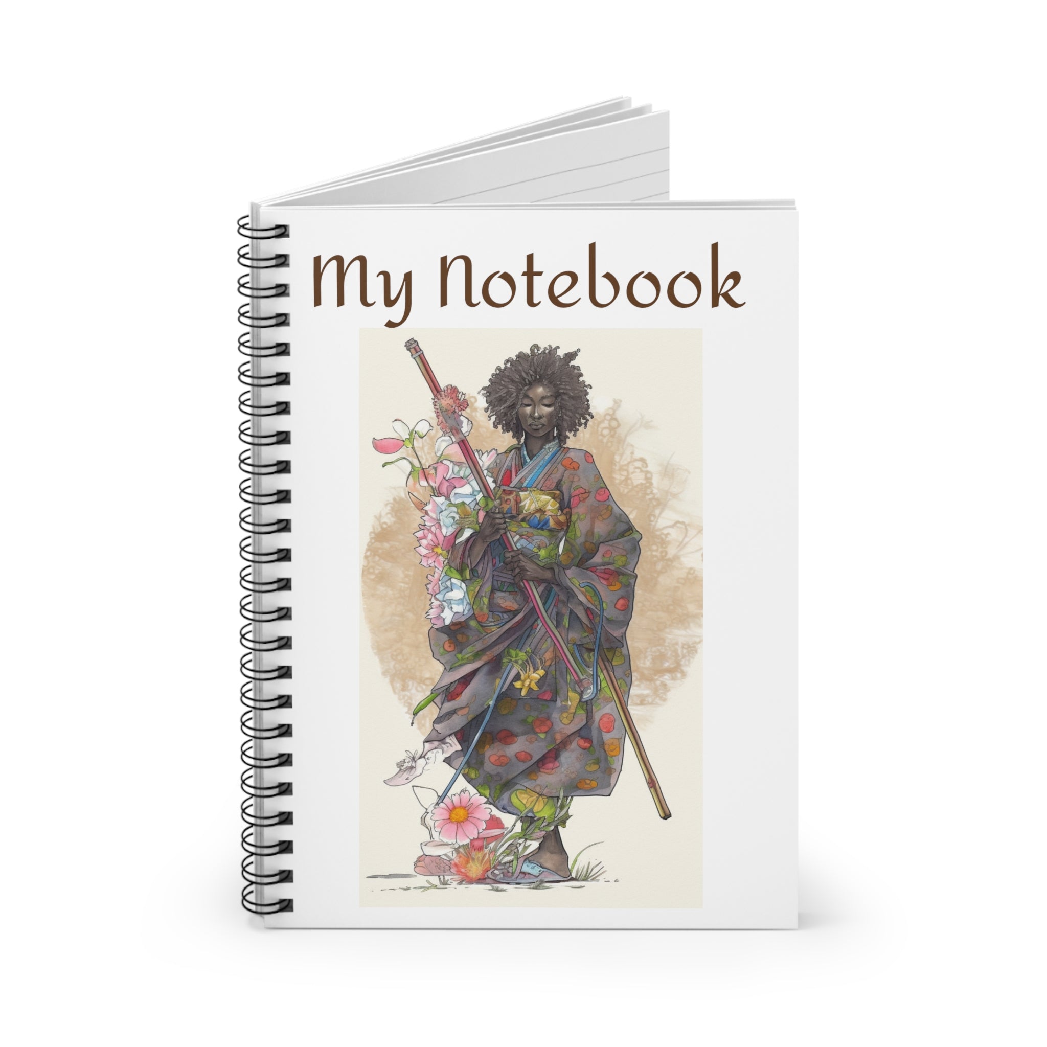 Spiral Notebook with Ruled Lines: Exclusive Floral Samurai Feudal Japan Ronin | Professional Artistry | Durable and Stylish