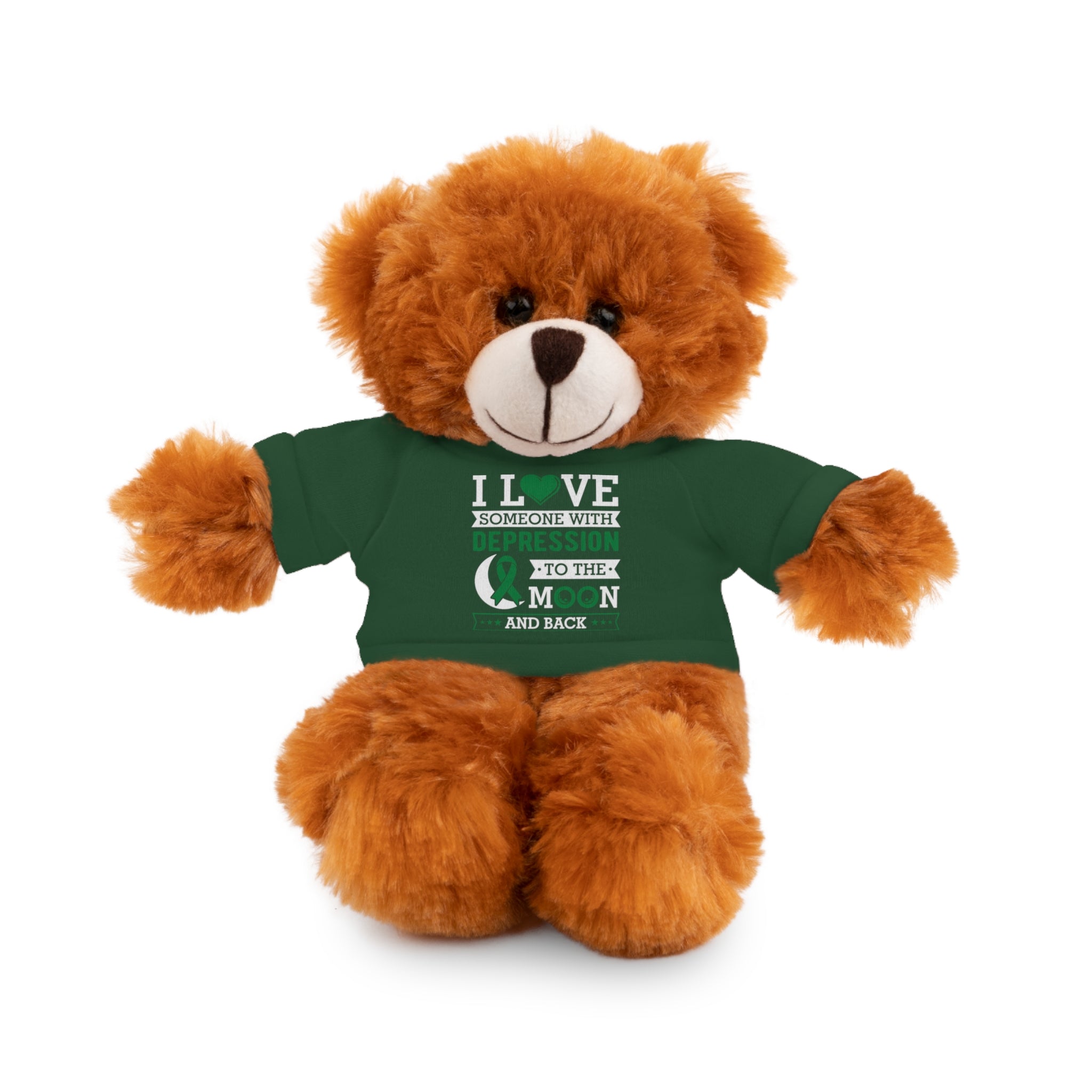 Show Your Love and Support with 'I Love Someone with Depression' Stuffed Animals - Furry Friend Wears Heartfelt Message Tee