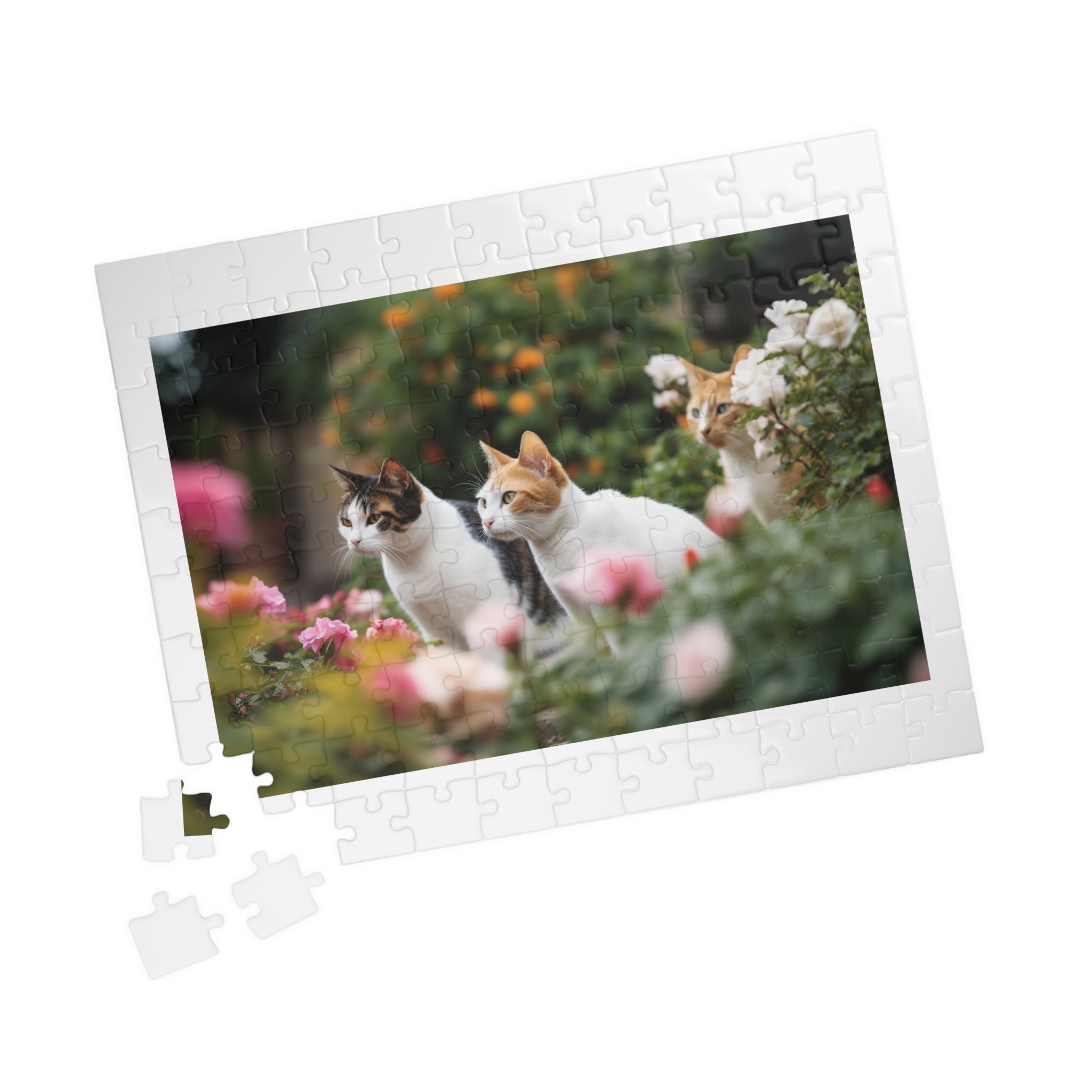 Puzzle (110, 252, 500, 1014-piece)--Beautiful Enchanted Cat Garden Perfect for Pet Lovers Gift for Cat Lovers