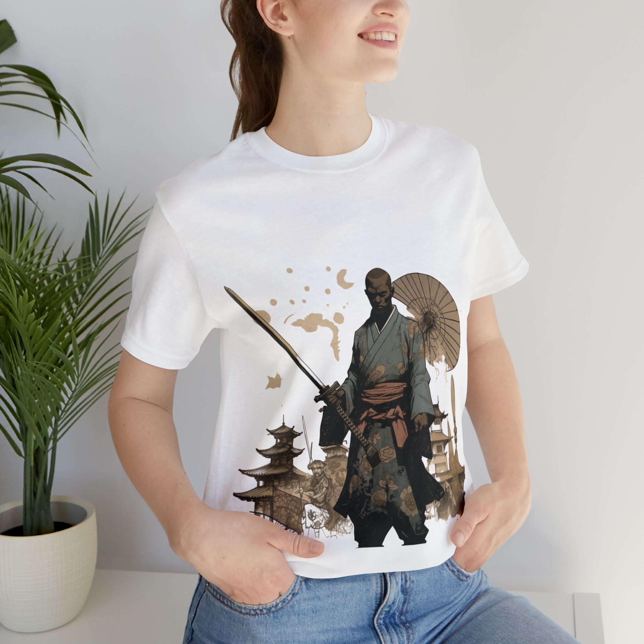 Unisex Jersey Short Sleeve Tee-- Ronin Anime Warrior, Japanese Art Comfortable Gift for Men/Boys