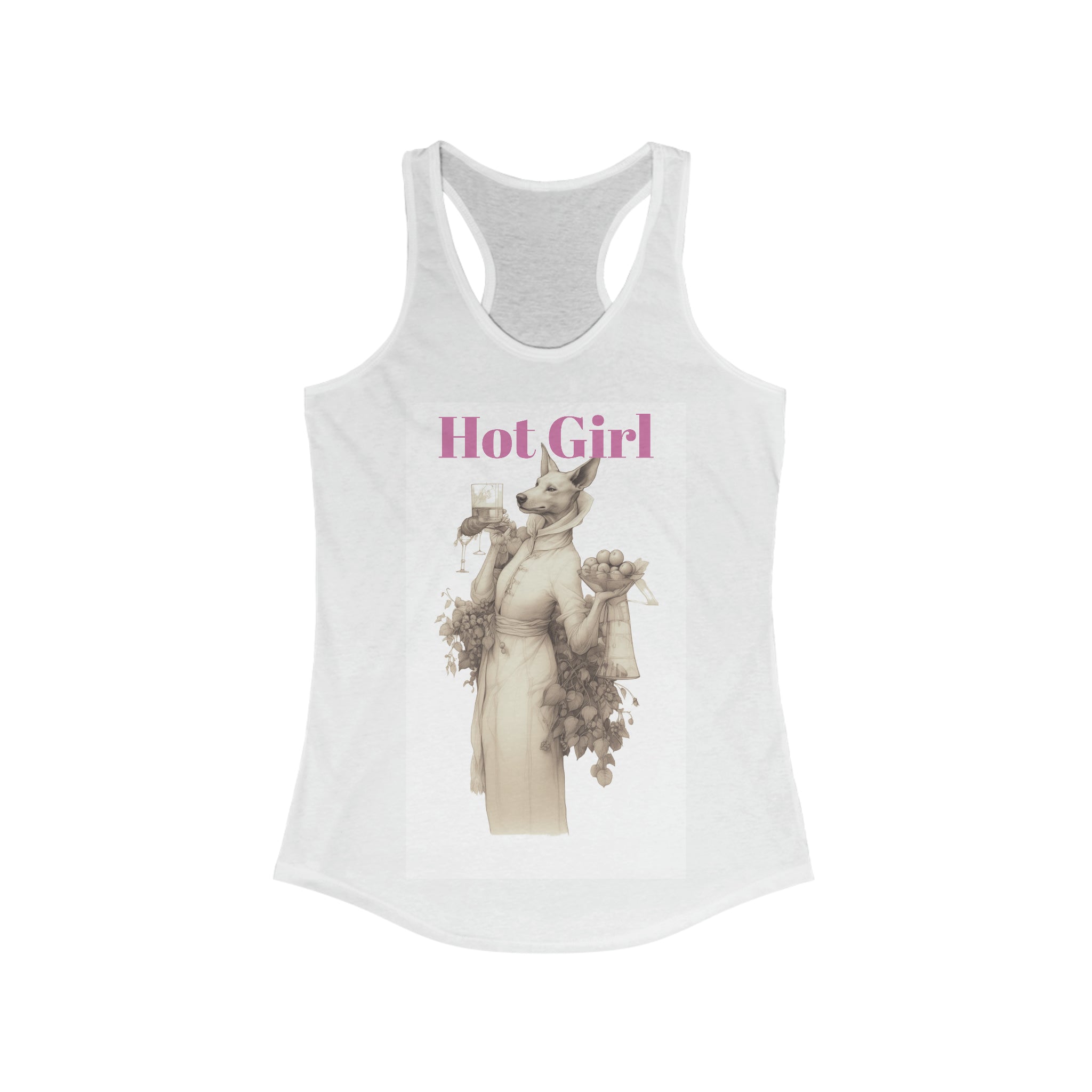 Women's Ideal Racerback Tank--"Hot Girl" Distinguished Lady of the Manor for Dog Lovers Charming Gift